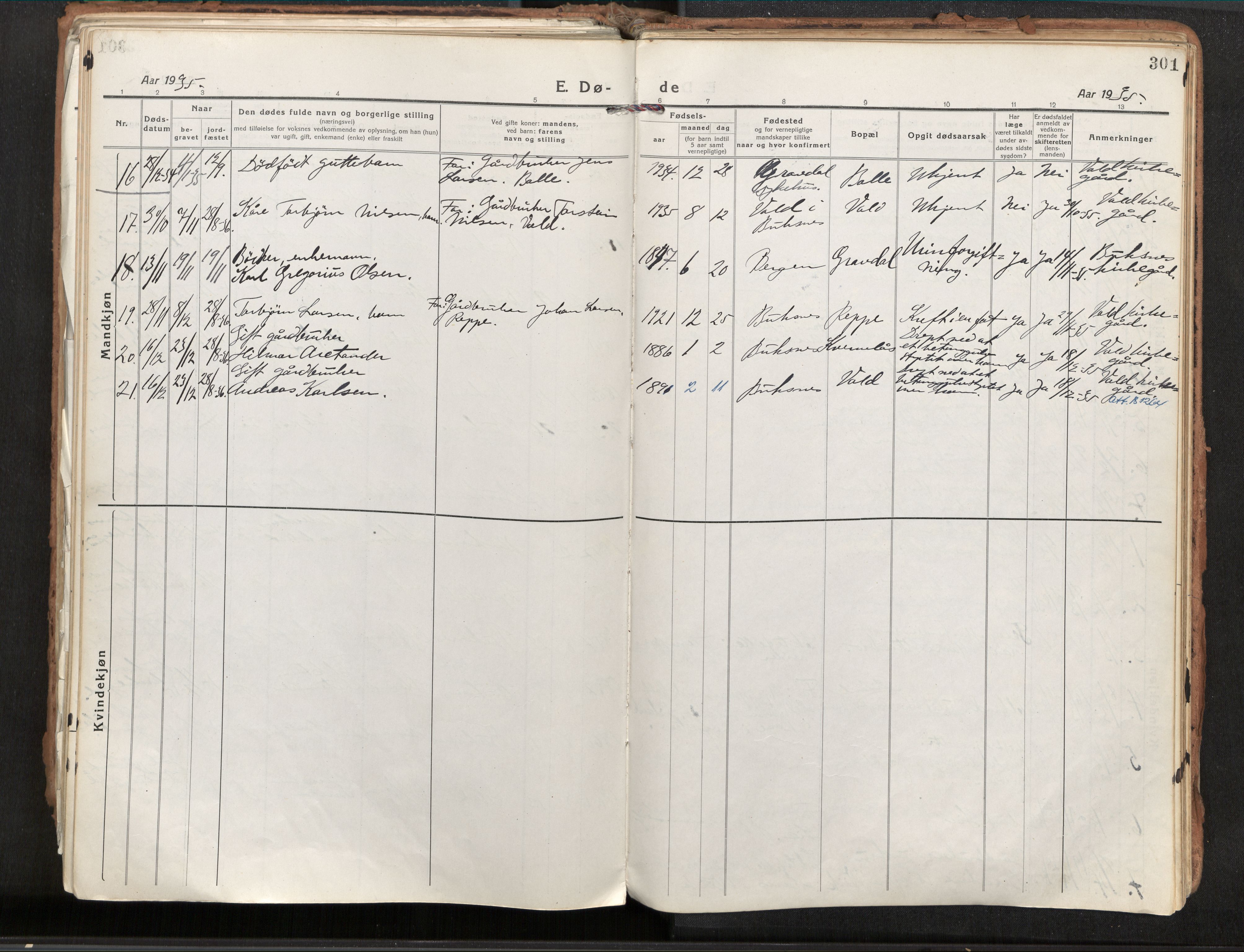 Ministerialprotokoller, klokkerbøker og fødselsregistre - Nordland, AV/SAT-A-1459/881/L1160: Parish register (official) no. 881A13, 1919-1937, p. 301