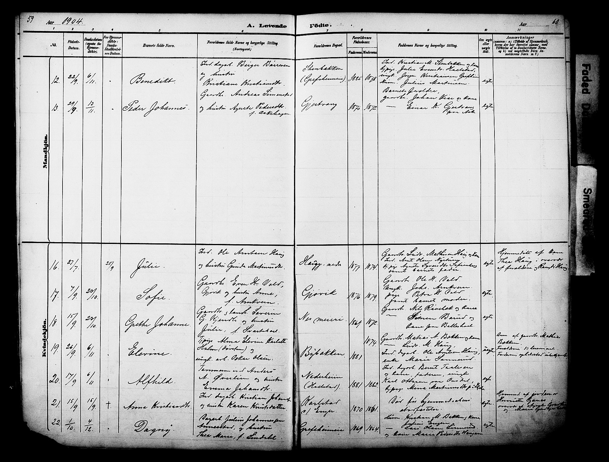 Nes prestekontor, Hedmark, SAH/PREST-020/L/La/L0006: Parish register (copy) no. 6, 1890-1932, p. 59-60