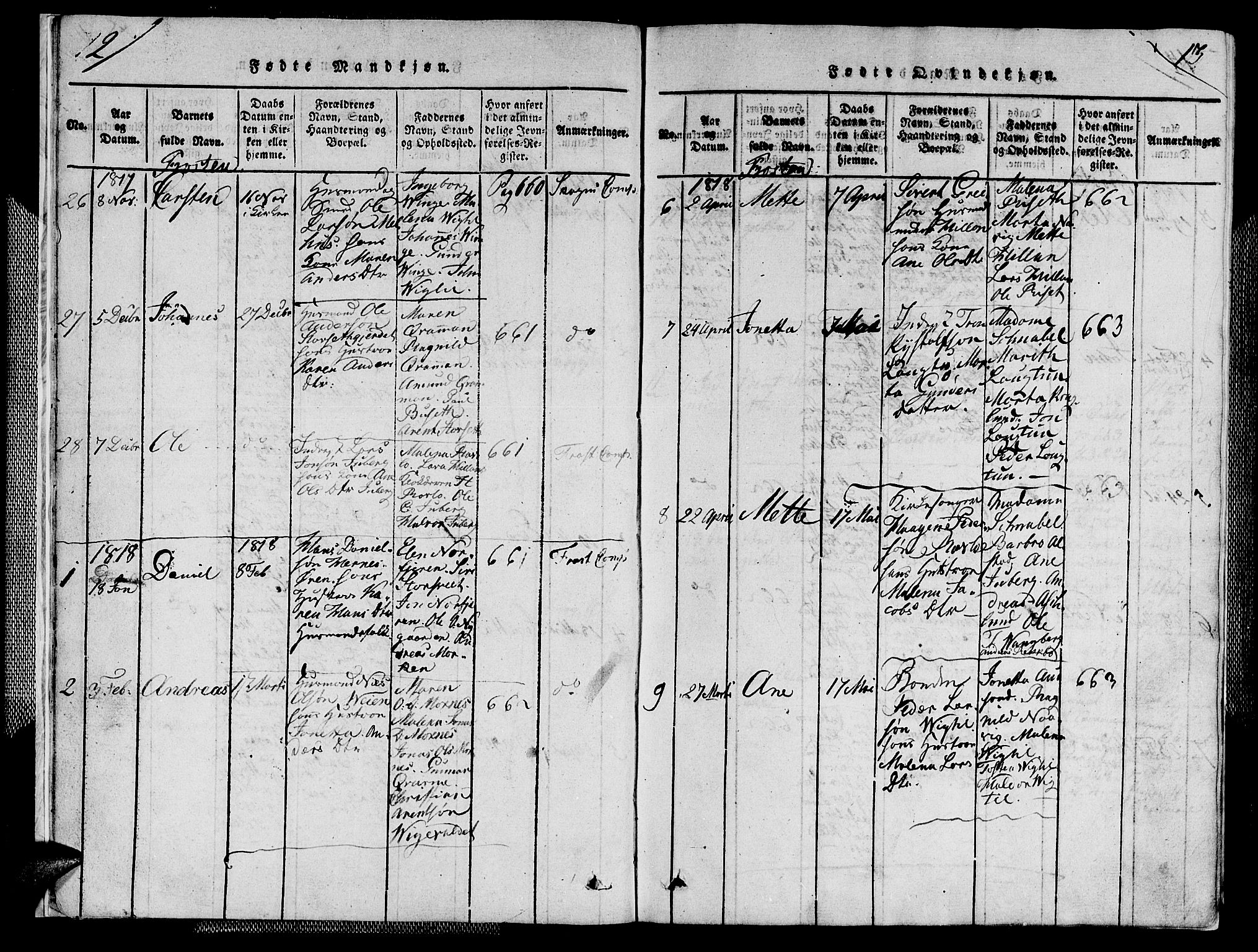Ministerialprotokoller, klokkerbøker og fødselsregistre - Nord-Trøndelag, AV/SAT-A-1458/713/L0112: Parish register (official) no. 713A04 /1, 1817-1827, p. 12-13