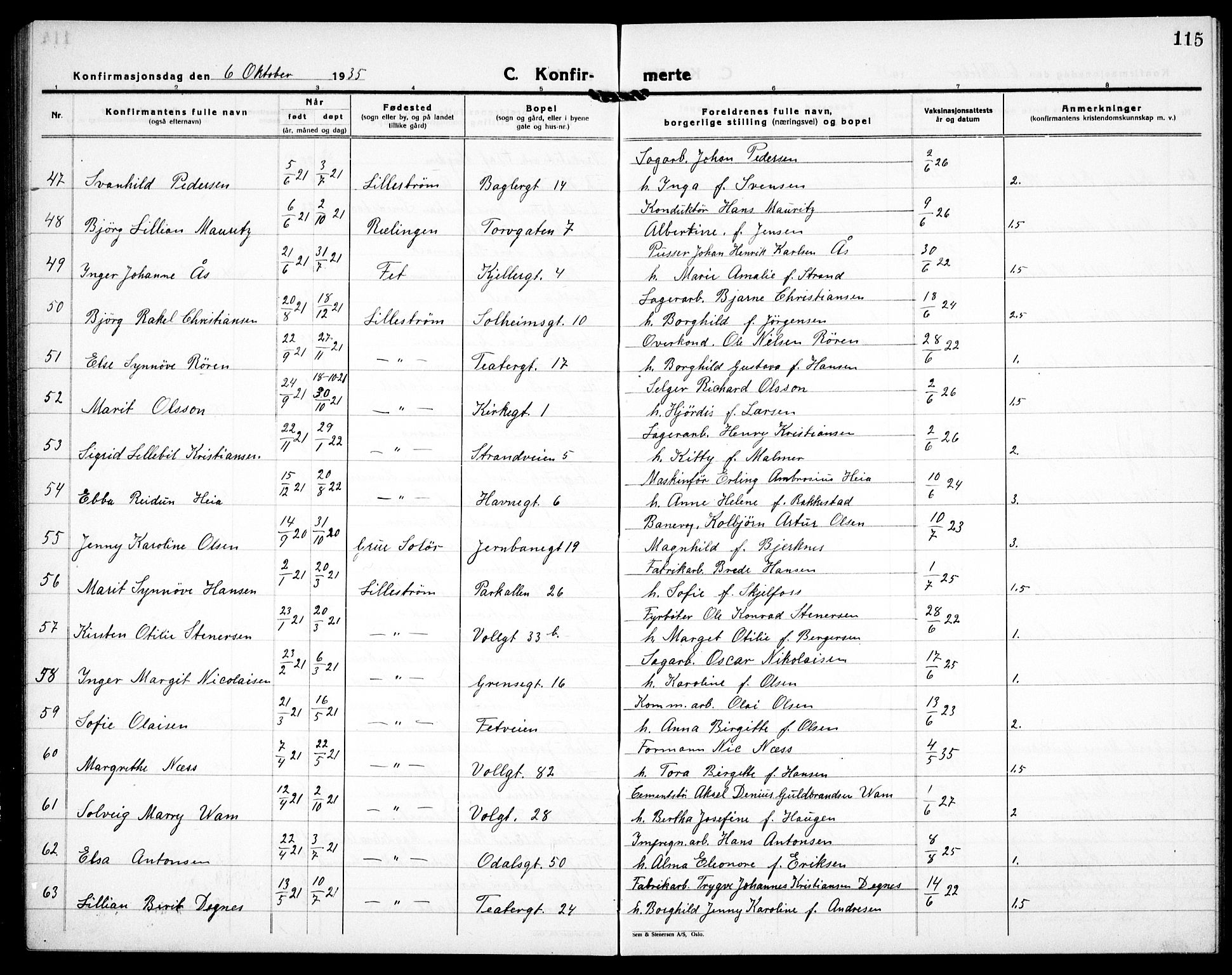 Skedsmo prestekontor Kirkebøker, AV/SAO-A-10033a/G/Gc/L0003: Parish register (copy) no. III 4, 1926-1939, p. 115