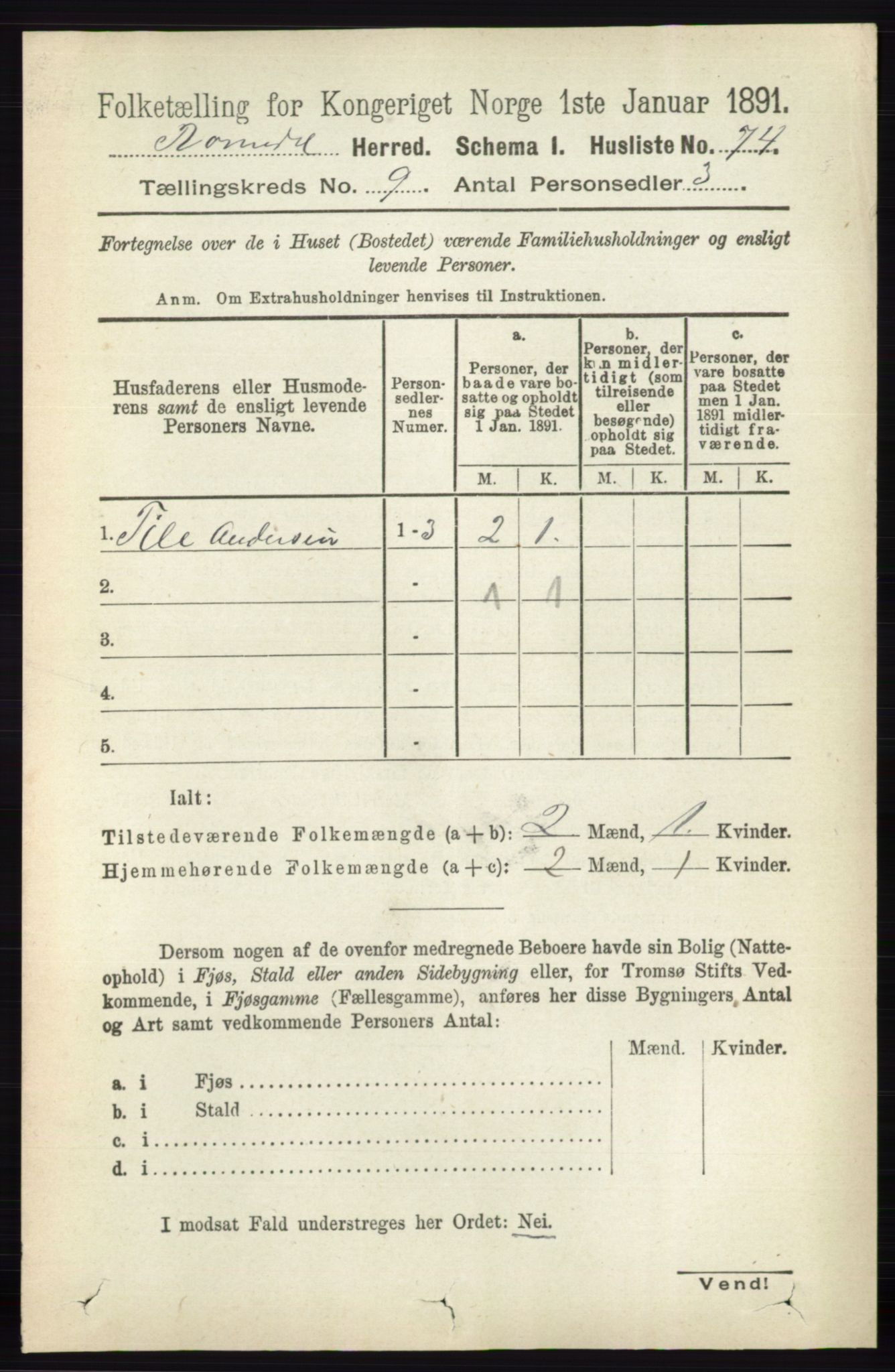 RA, 1891 census for 0416 Romedal, 1891, p. 4309