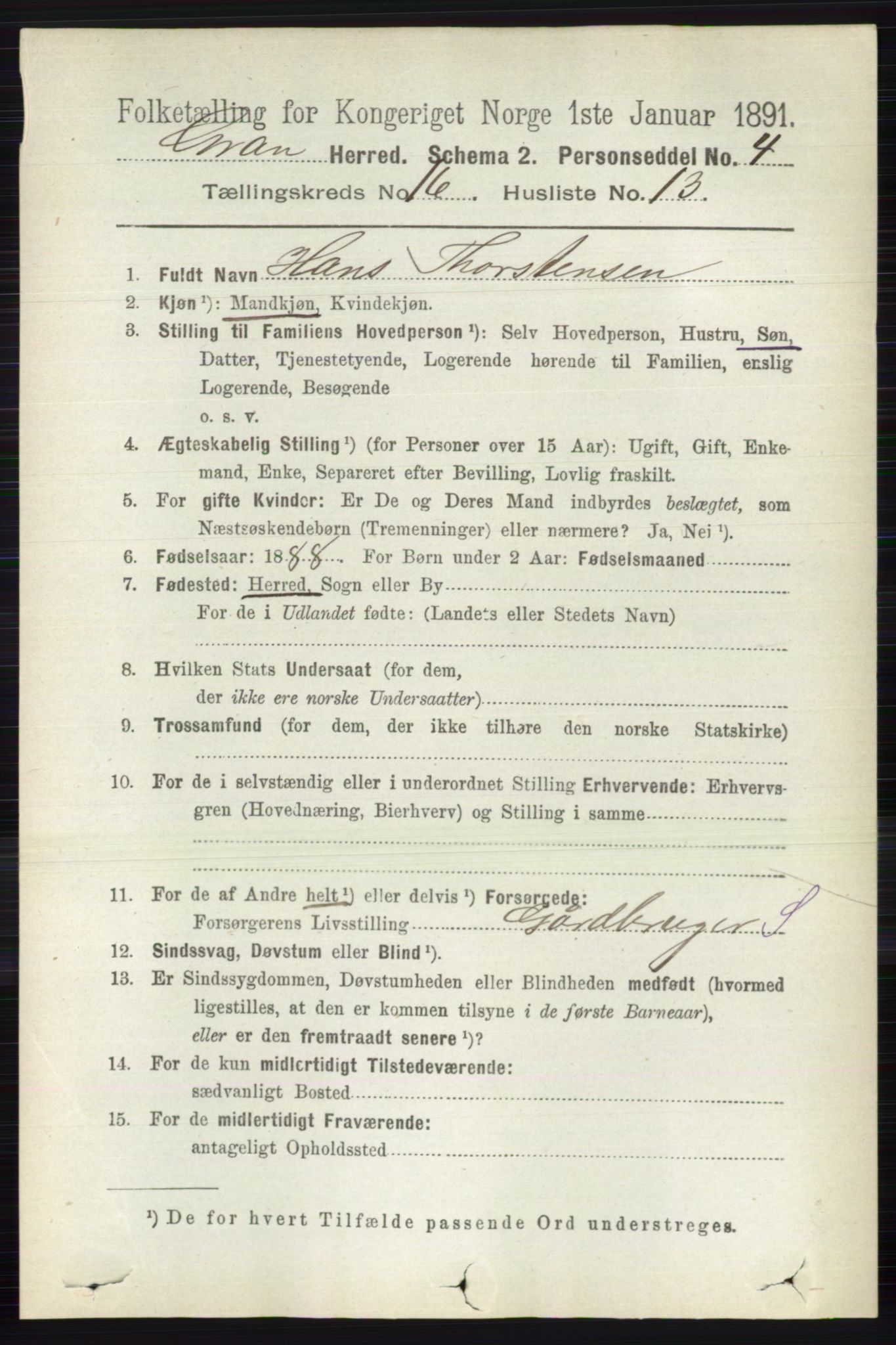 RA, 1891 census for 0534 Gran, 1891, p. 8184