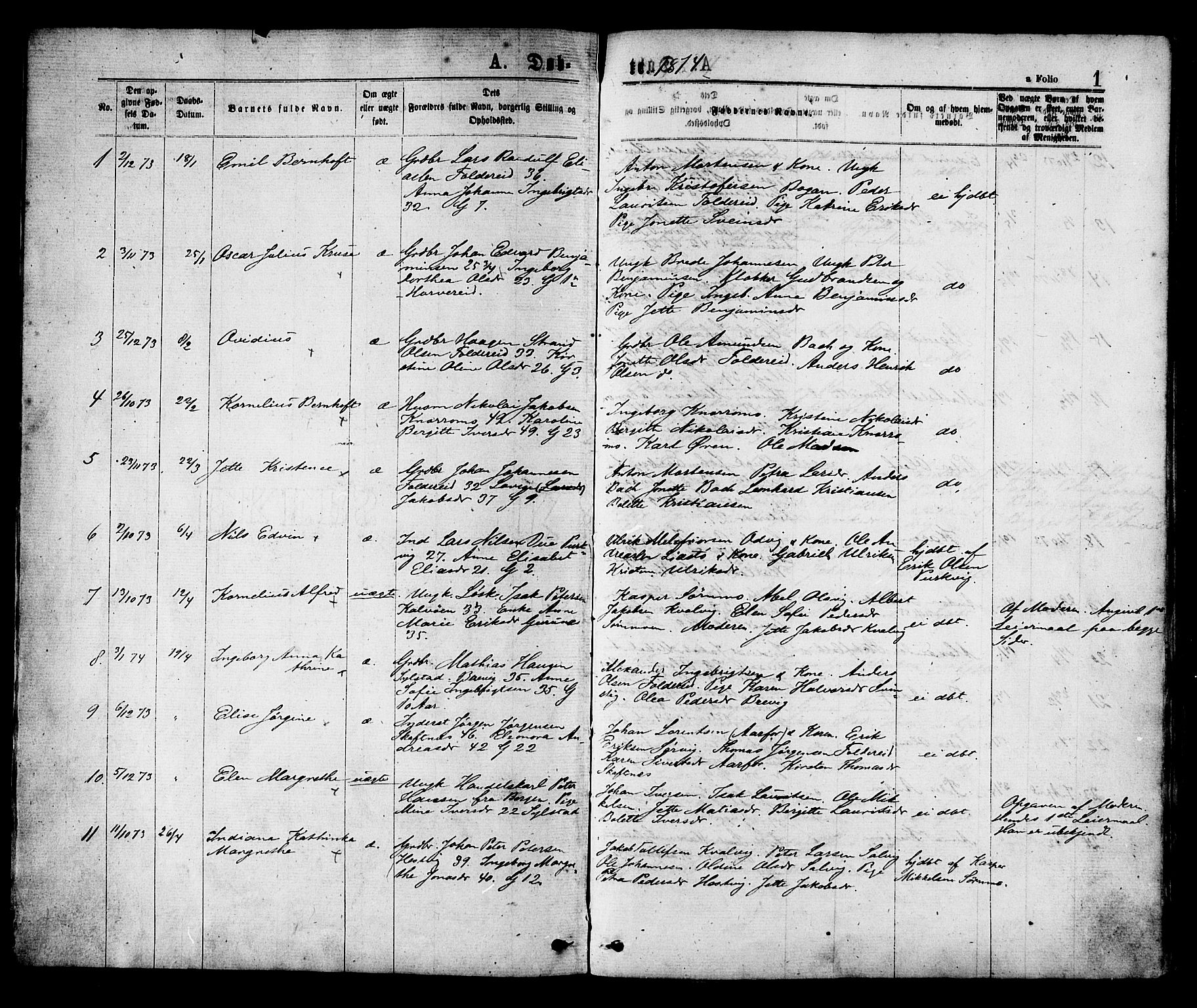 Ministerialprotokoller, klokkerbøker og fødselsregistre - Nord-Trøndelag, SAT/A-1458/780/L0642: Parish register (official) no. 780A07 /1, 1874-1885, p. 1