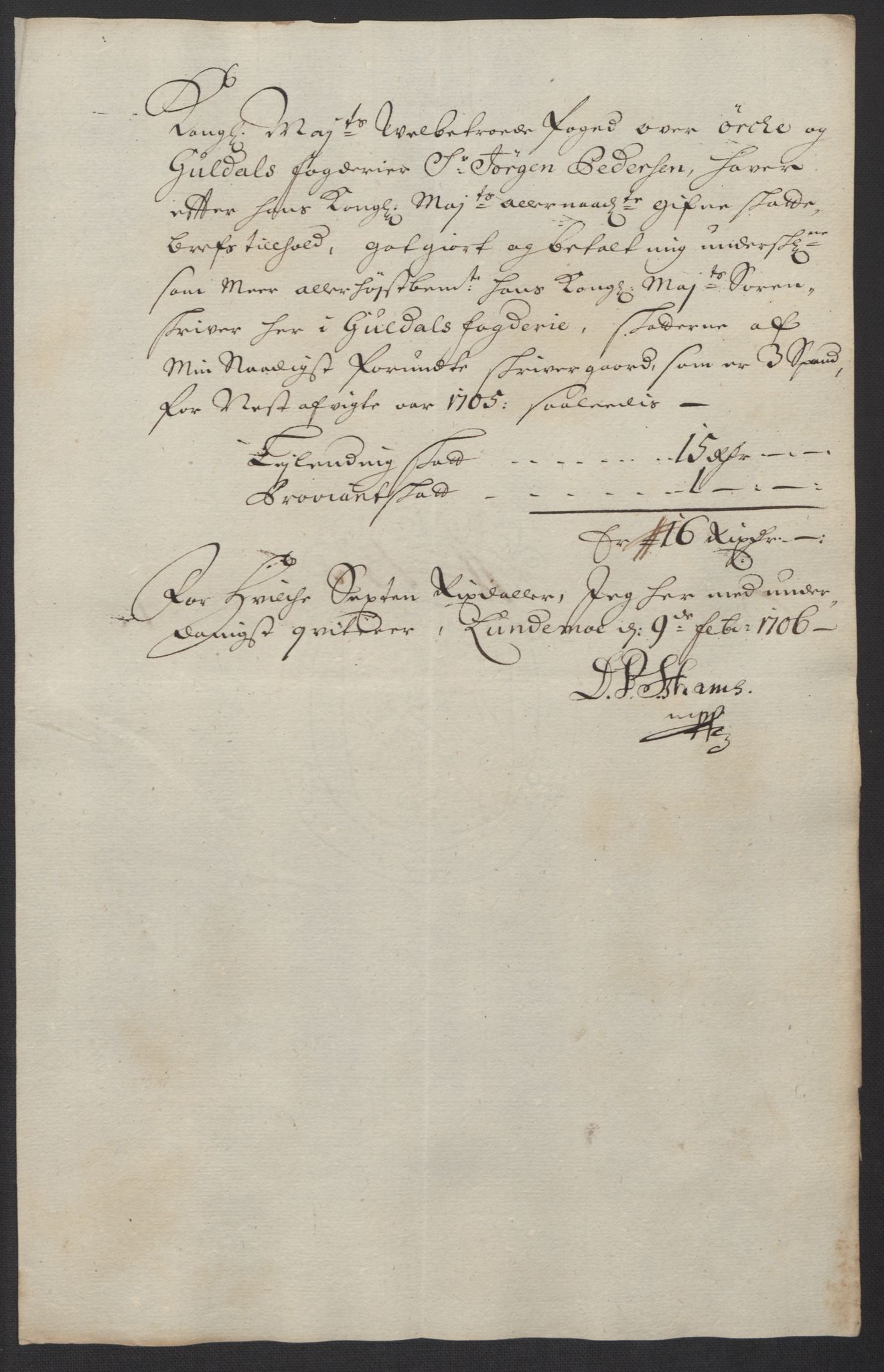 Rentekammeret inntil 1814, Reviderte regnskaper, Fogderegnskap, AV/RA-EA-4092/R60/L3955: Fogderegnskap Orkdal og Gauldal, 1705, p. 406