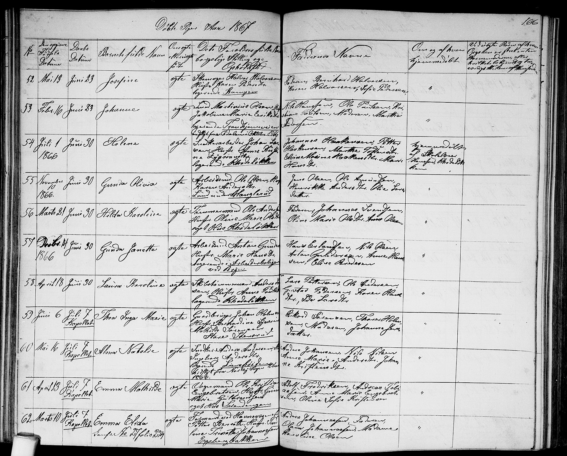 Østre Aker prestekontor Kirkebøker, AV/SAO-A-10840/G/Ga/L0002: Parish register (copy) no. I 2, 1861-1867, p. 166