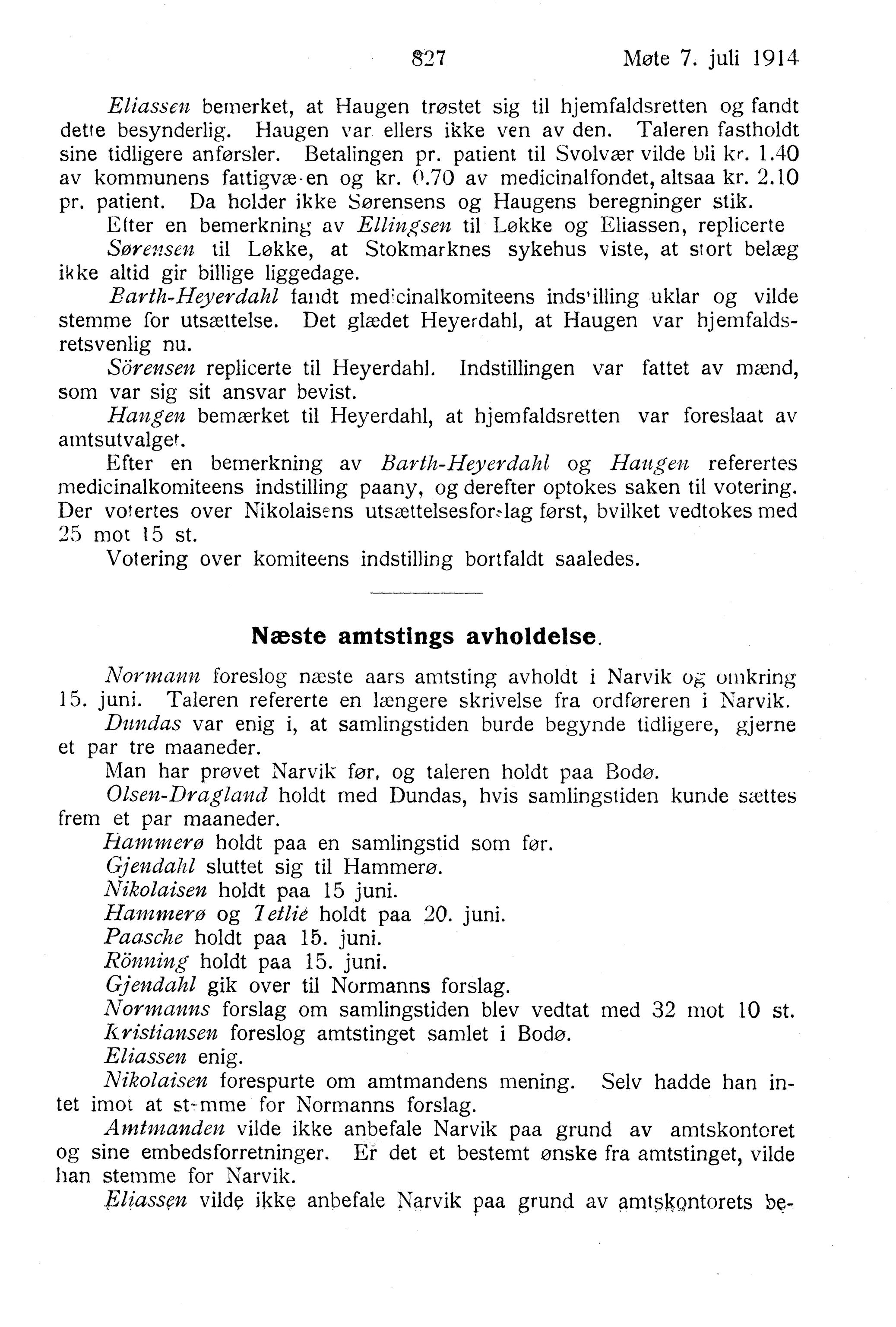 Nordland Fylkeskommune. Fylkestinget, AIN/NFK-17/176/A/Ac/L0037: Fylkestingsforhandlinger 1914, 1914