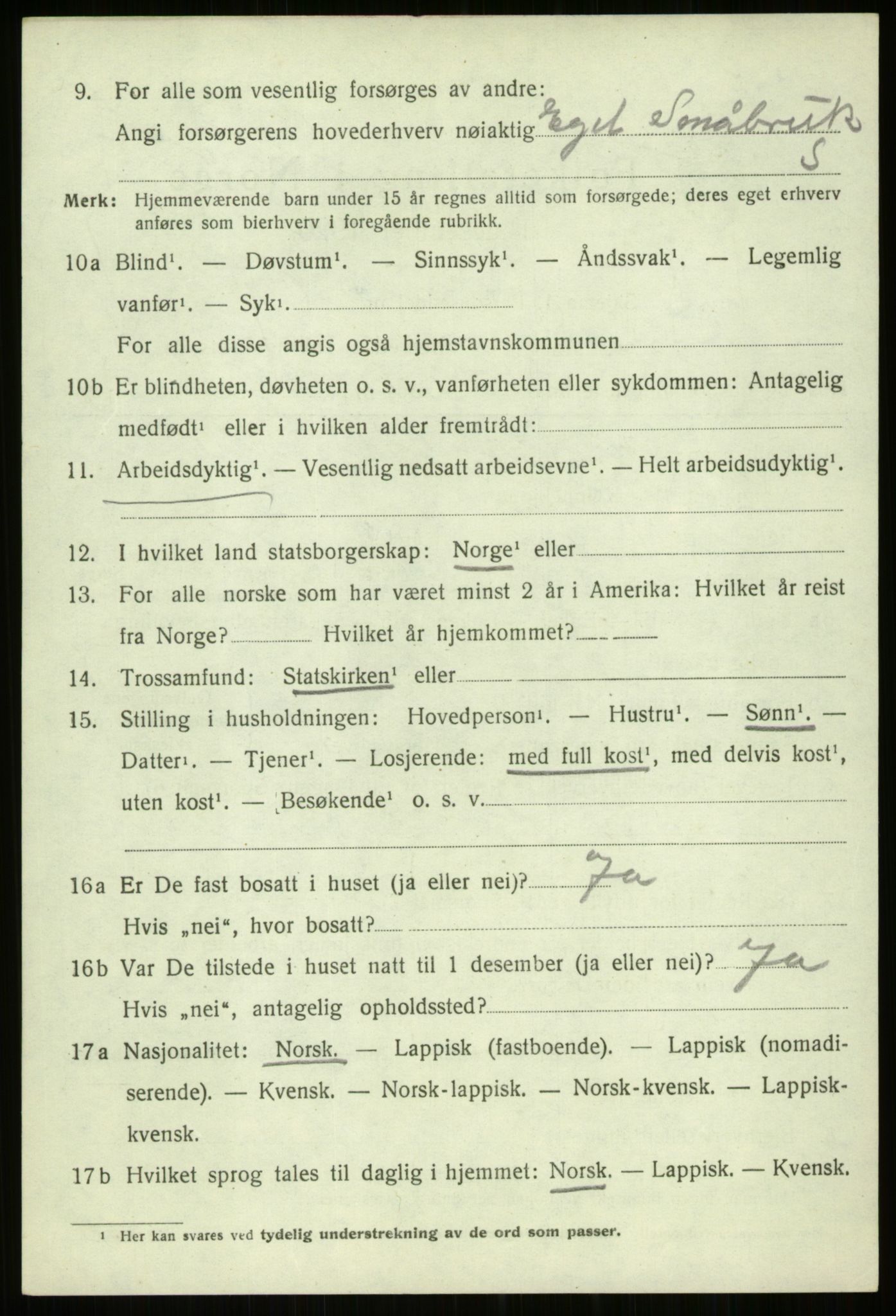 SATØ, 1920 census for Trondenes, 1920, p. 22170