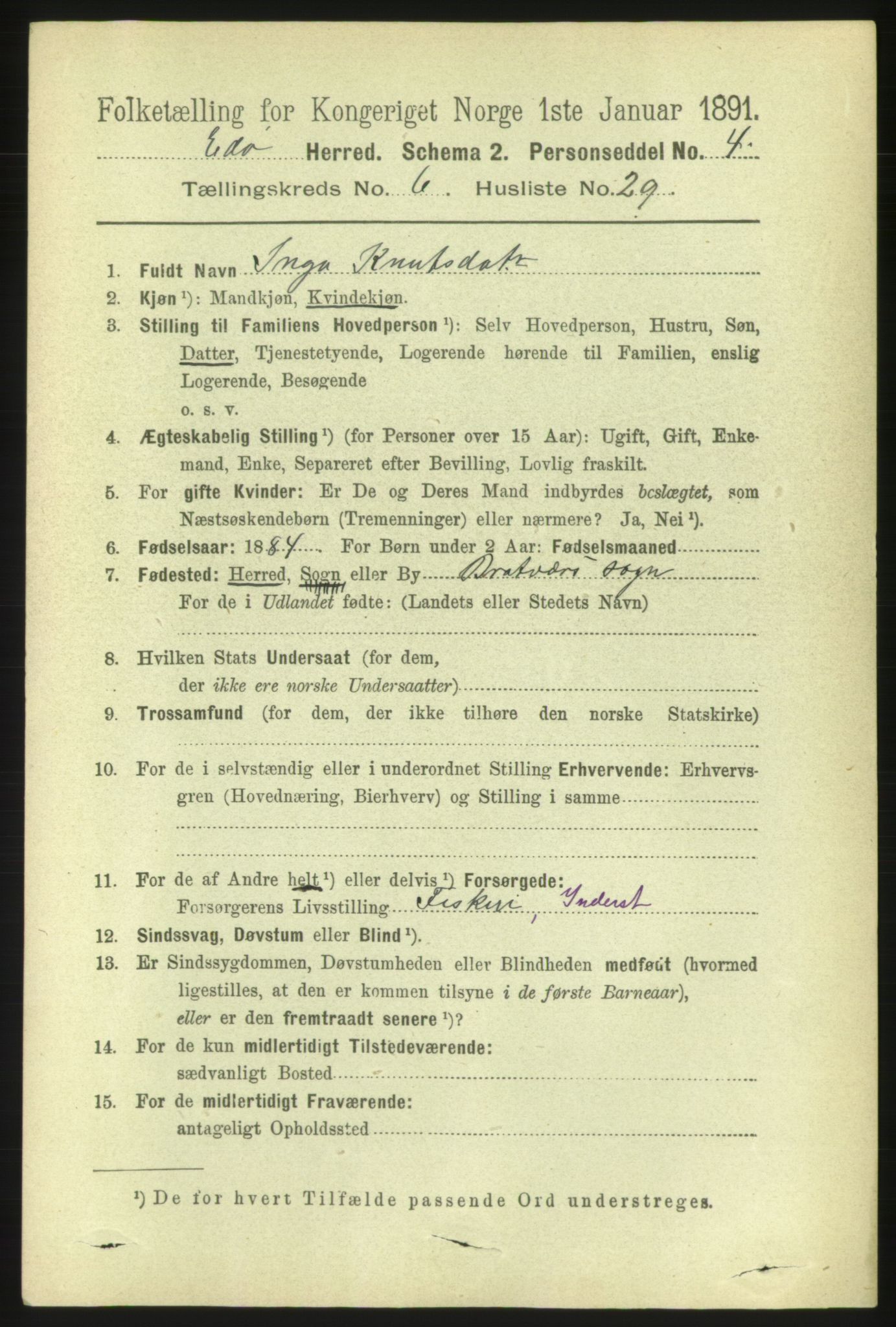 RA, 1891 census for 1573 Edøy, 1891, p. 1531