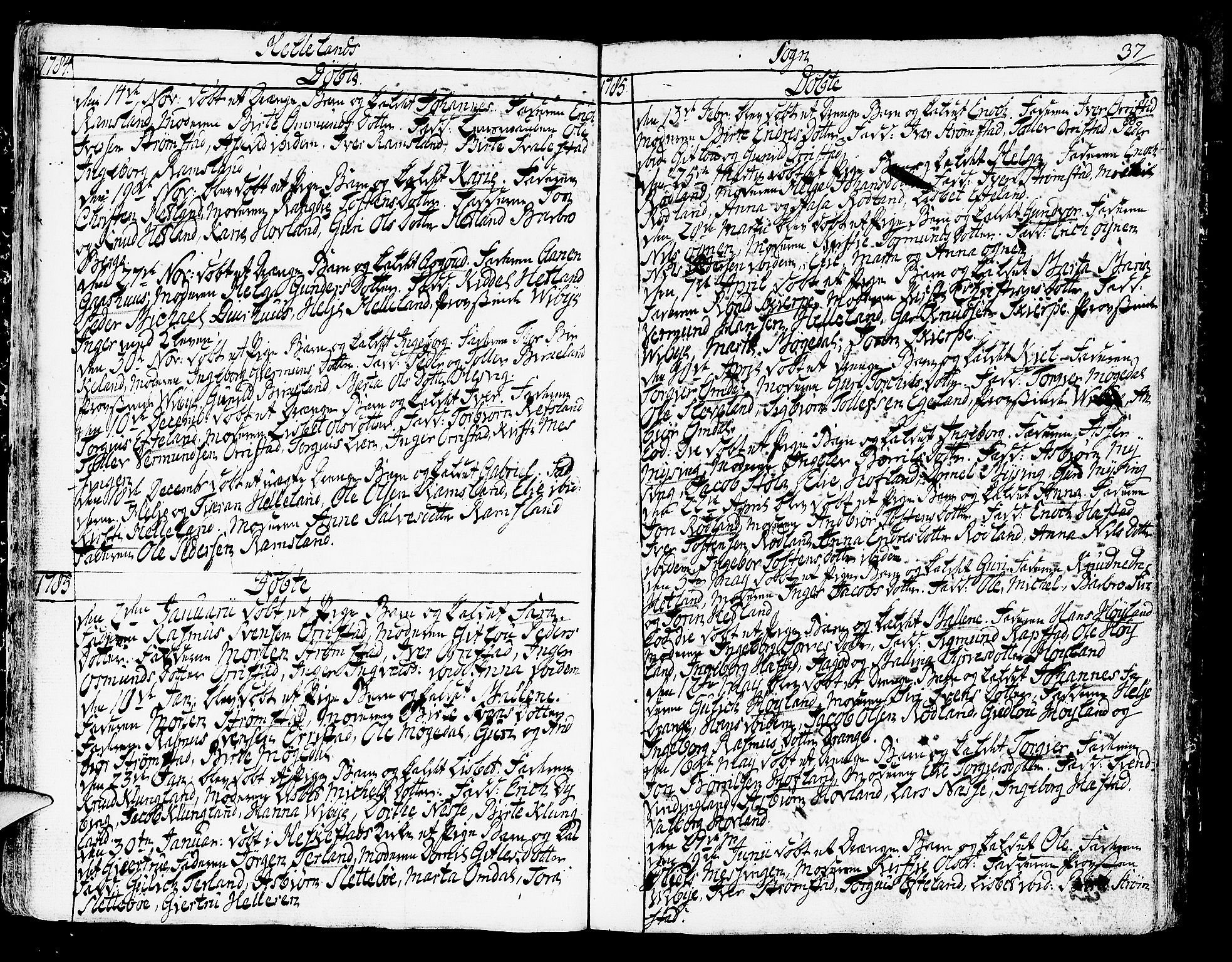 Helleland sokneprestkontor, SAST/A-101810: Parish register (official) no. A 2 /1, 1762-1791, p. 37