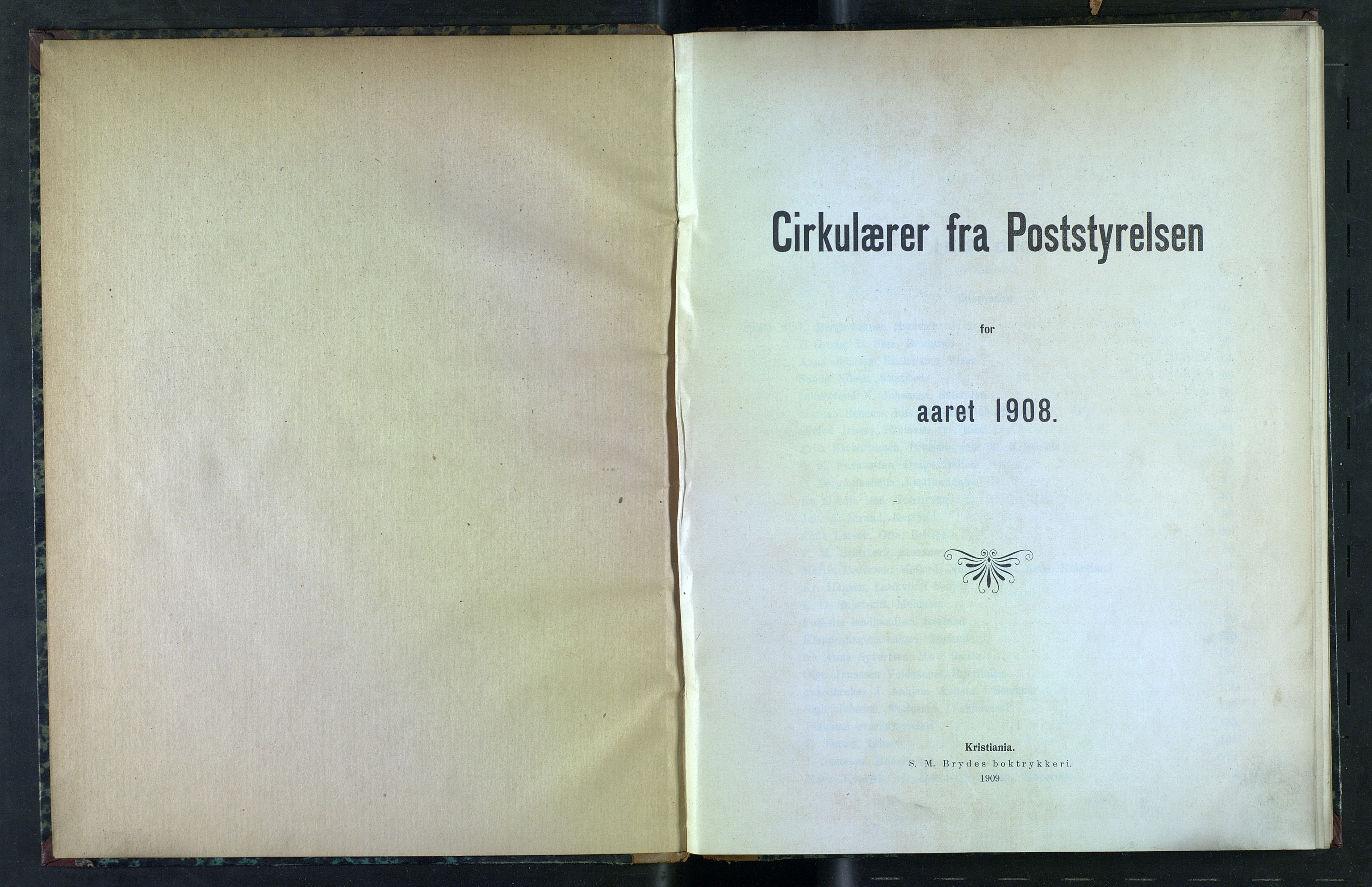 Norges Postmuseums bibliotek, NOPO/-/-/-: Sirkulærer fra Poststyrelsen, 1908