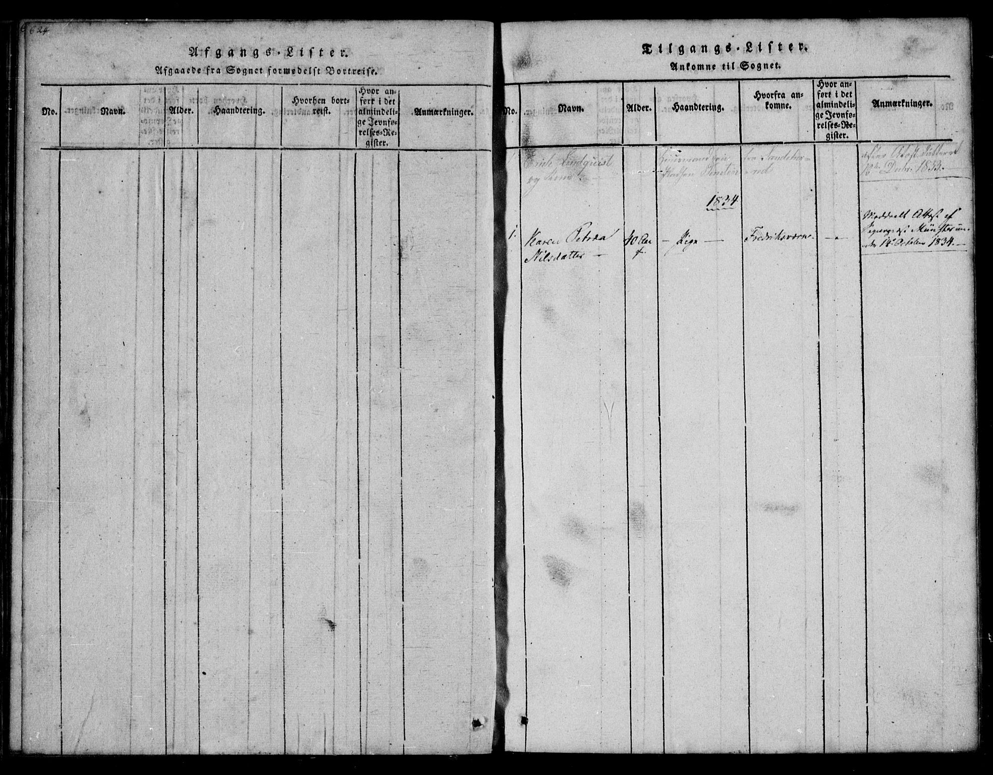 Tjølling kirkebøker, SAKO/A-60/G/Ga/L0001: Parish register (copy) no. 1, 1814-1835, p. 624