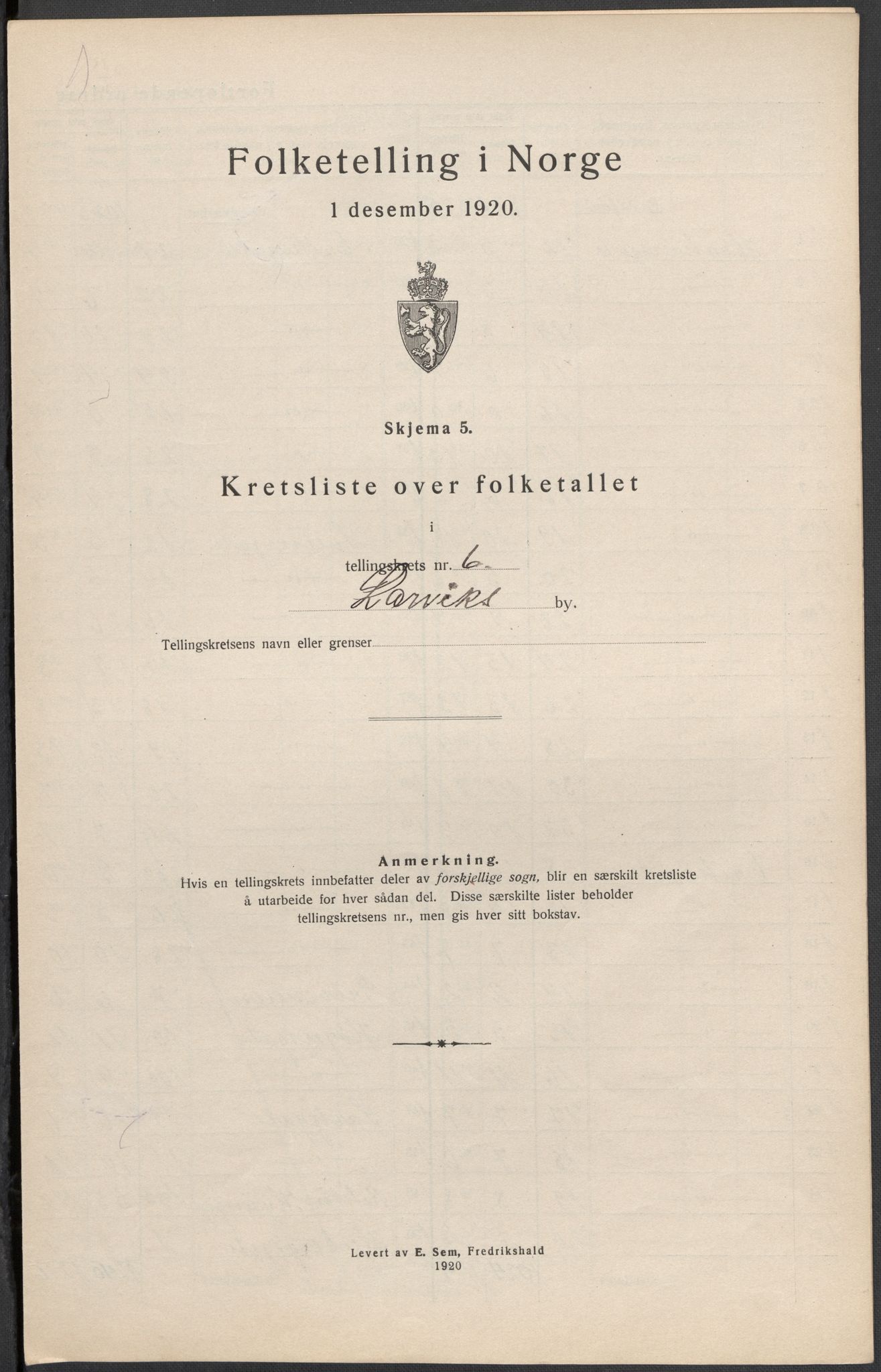 SAKO, 1920 census for Larvik, 1920, p. 34