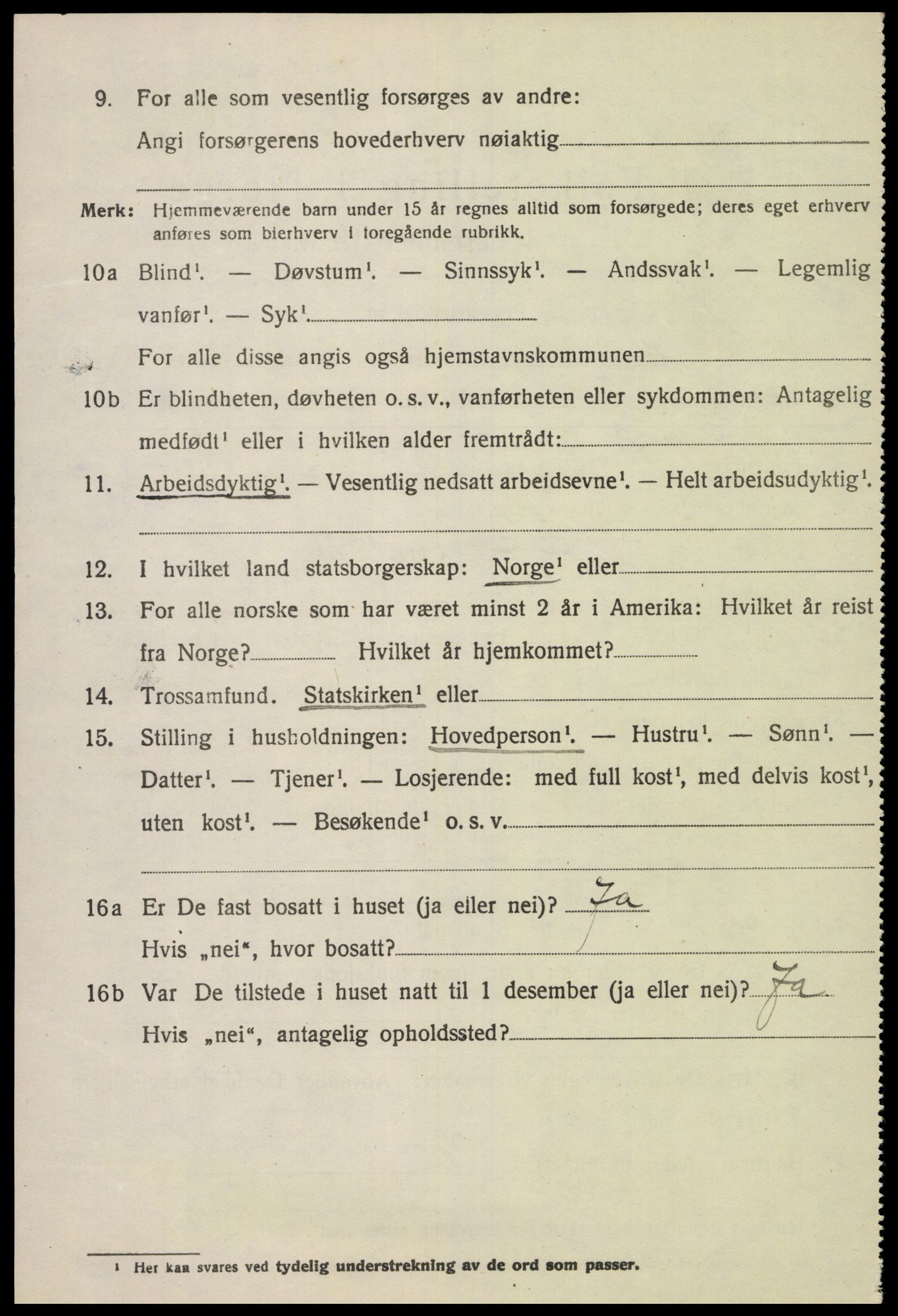 SAK, 1920 census for Lyngdal, 1920, p. 3966