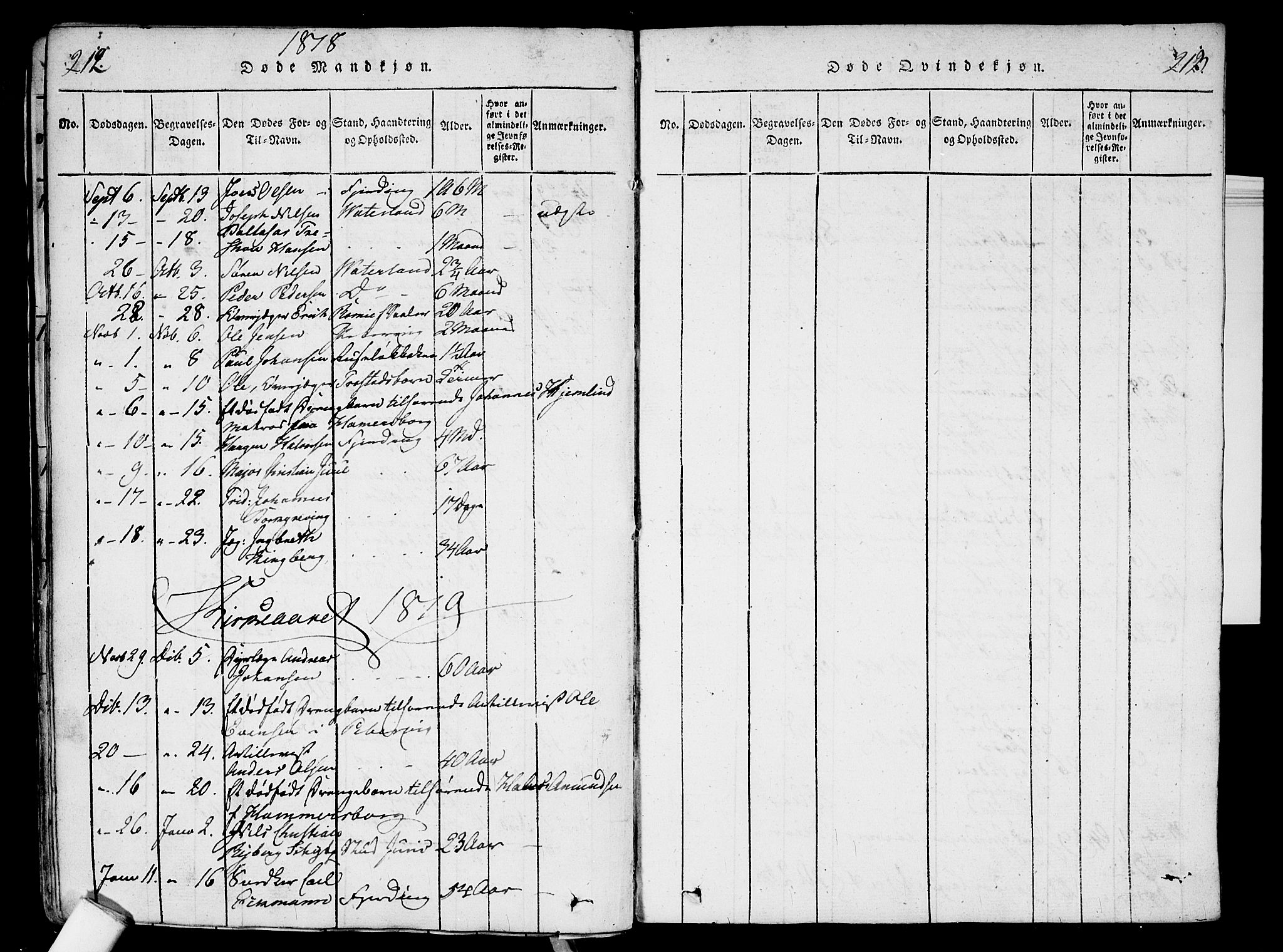 Garnisonsmenigheten Kirkebøker, SAO/A-10846/G/Ga/L0003: Parish register (copy) no. 3, 1815-1819, p. 212-213