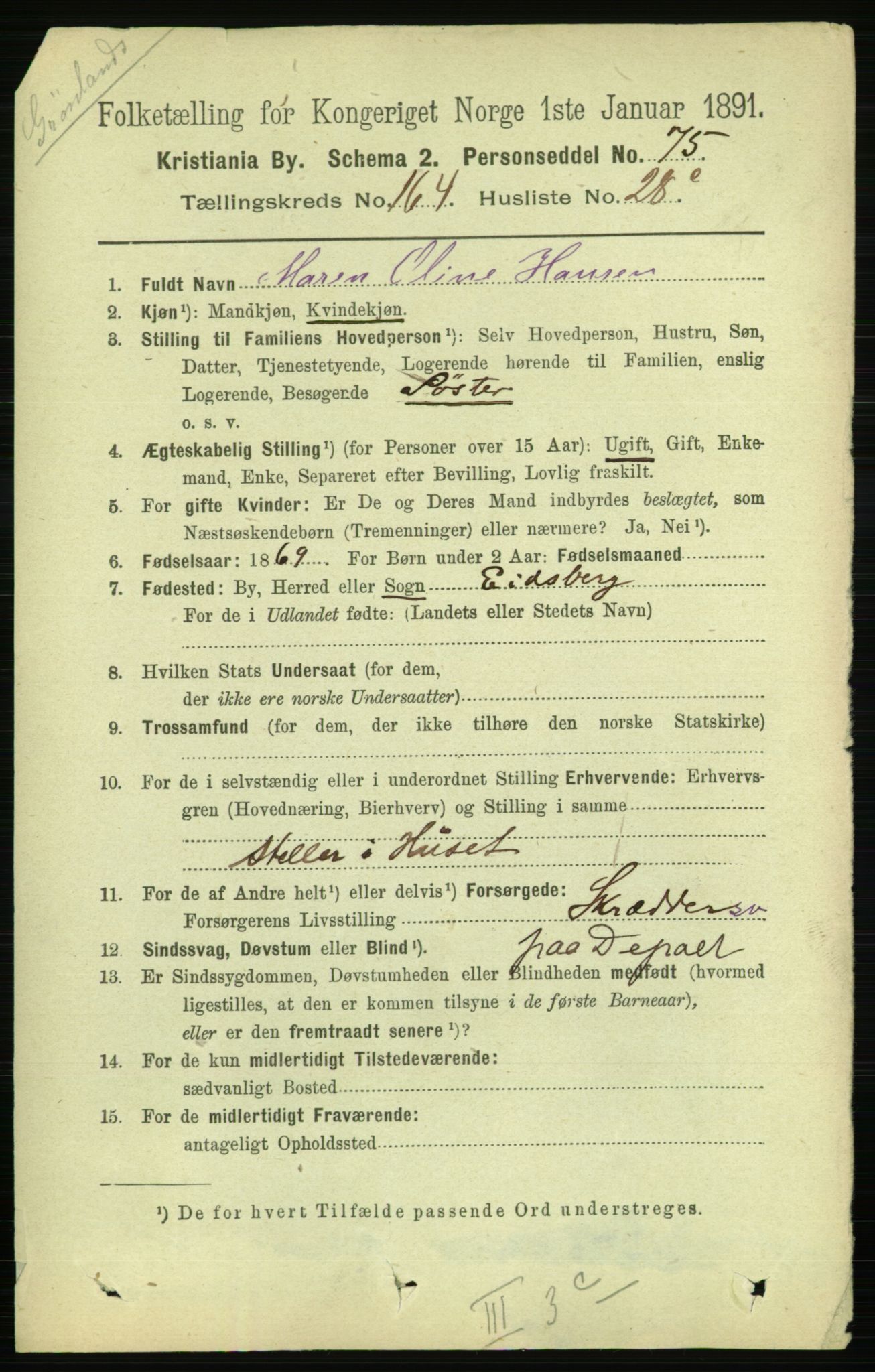 RA, 1891 census for 0301 Kristiania, 1891, p. 95259