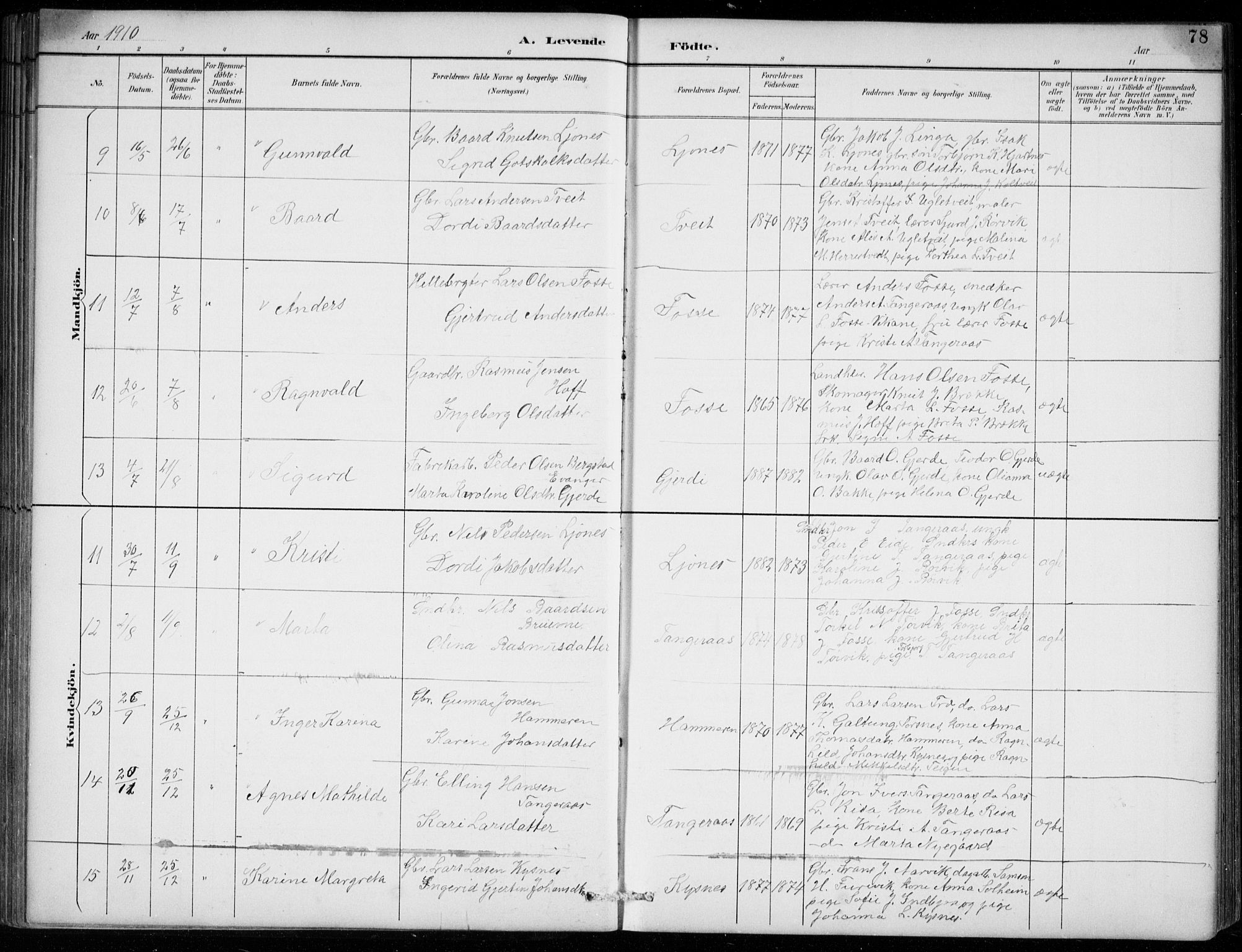 Strandebarm sokneprestembete, AV/SAB-A-78401/H/Hab: Parish register (copy) no. B  1, 1891-1914, p. 78