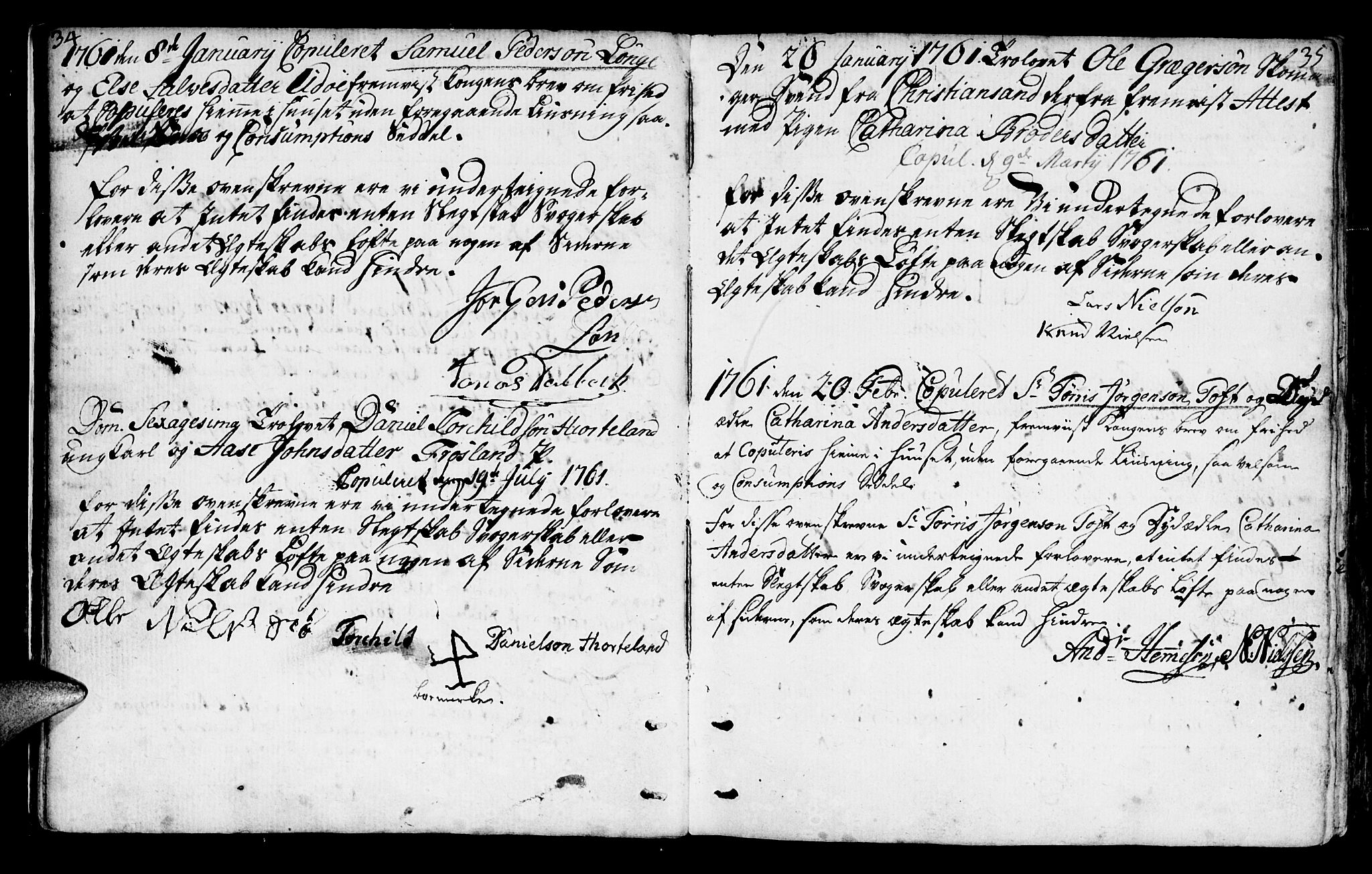 Mandal sokneprestkontor, AV/SAK-1111-0030/F/Fa/Faa/L0006: Parish register (official) no. A 6, 1755-1783, p. 34-35