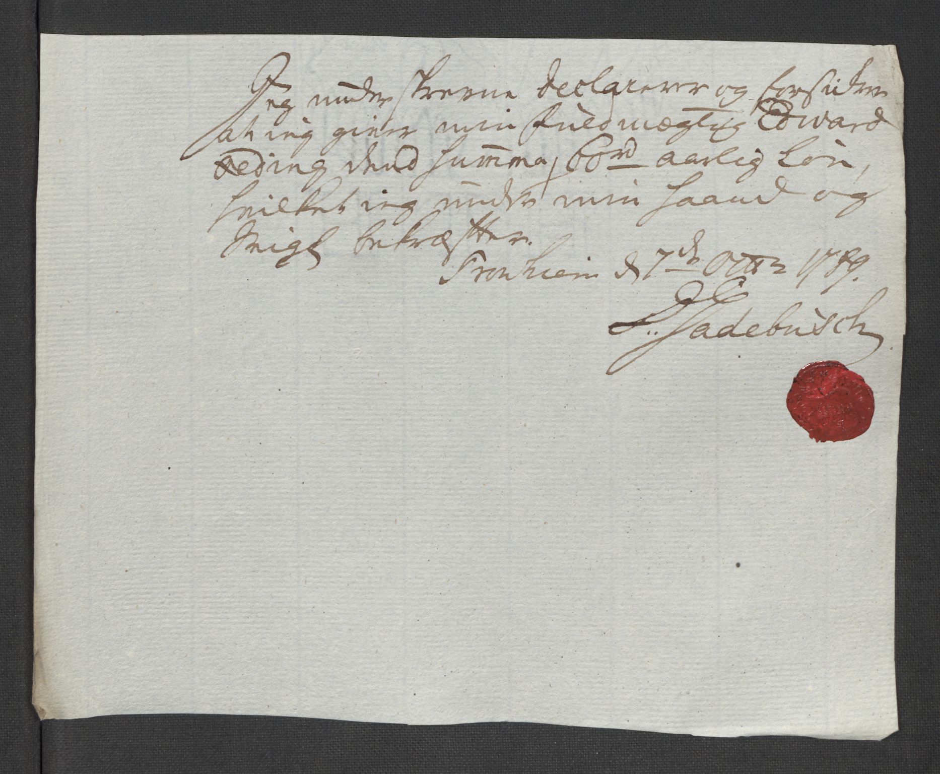 Rentekammeret inntil 1814, Reviderte regnskaper, Mindre regnskaper, AV/RA-EA-4068/Rf/Rfe/L0052:  Trondheim, 1789, p. 15