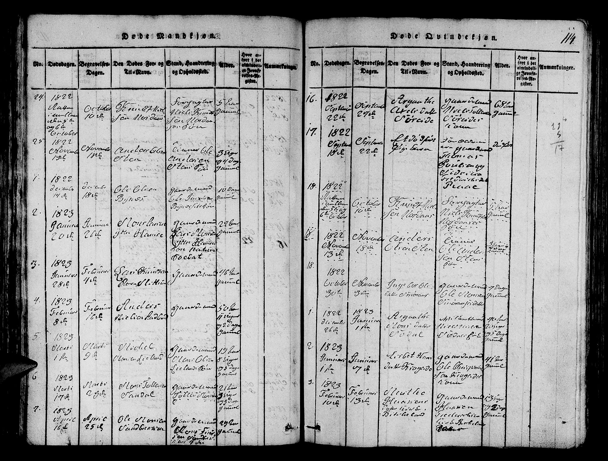 Fana Sokneprestembete, SAB/A-75101/H/Hab/Haba/L0001: Parish register (copy) no. A 1, 1816-1836, p. 114