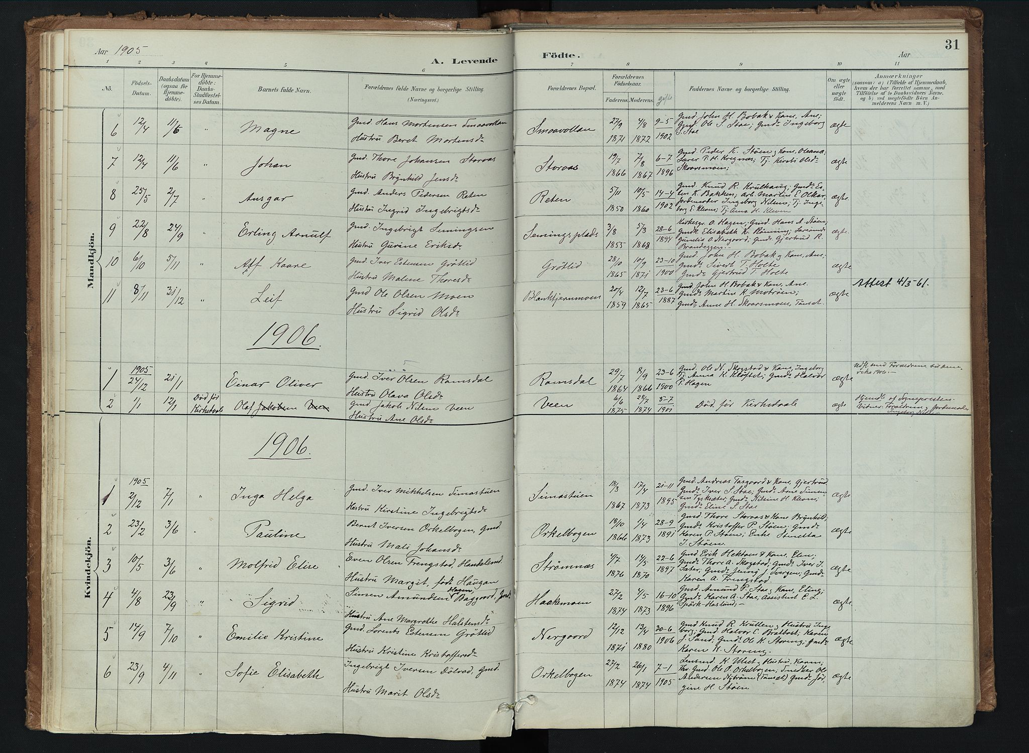 Kvikne prestekontor, AV/SAH-PREST-064/H/Ha/Haa/L0008: Parish register (official) no. 8, 1887-1911, p. 31