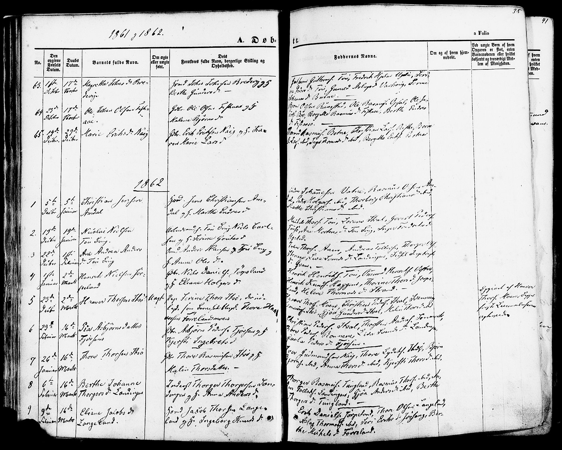 Strand sokneprestkontor, SAST/A-101828/H/Ha/Haa/L0007: Parish register (official) no. A 7, 1855-1881, p. 35