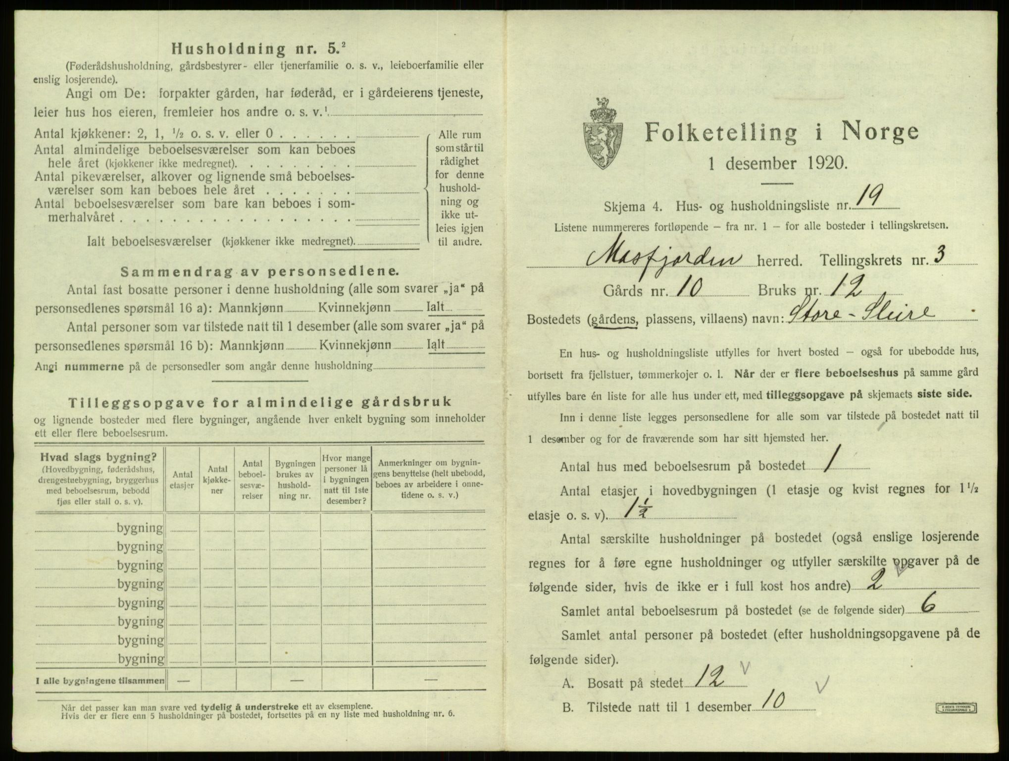 SAB, 1920 census for Masfjorden, 1920, p. 192