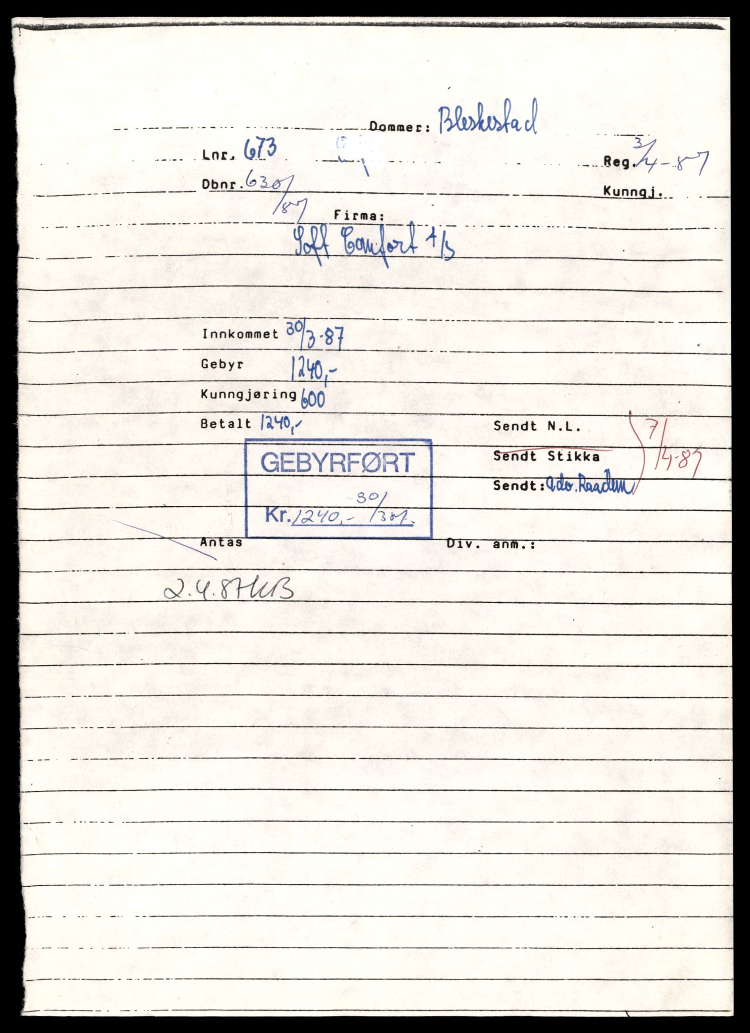 Asker og Bærum tingrett, AV/SAT-A-10379/K/Kb/Kbb/L0037: Aksjeselskap og andelslag i Asker, So - Su, 1964-1991, p. 1