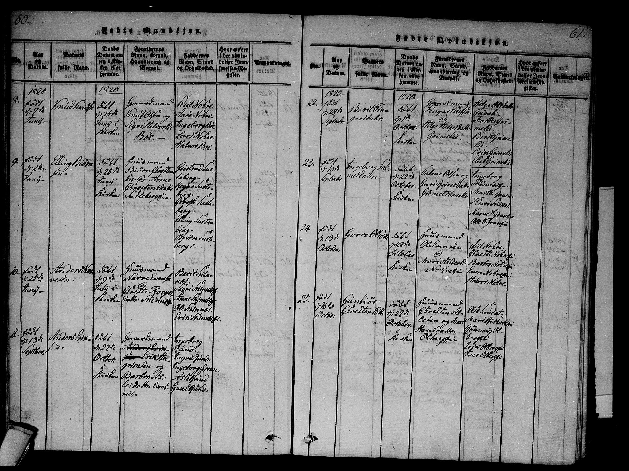 Krødsherad kirkebøker, AV/SAKO-A-19/F/Fa/L0001: Parish register (official) no. 1, 1815-1829, p. 60-61