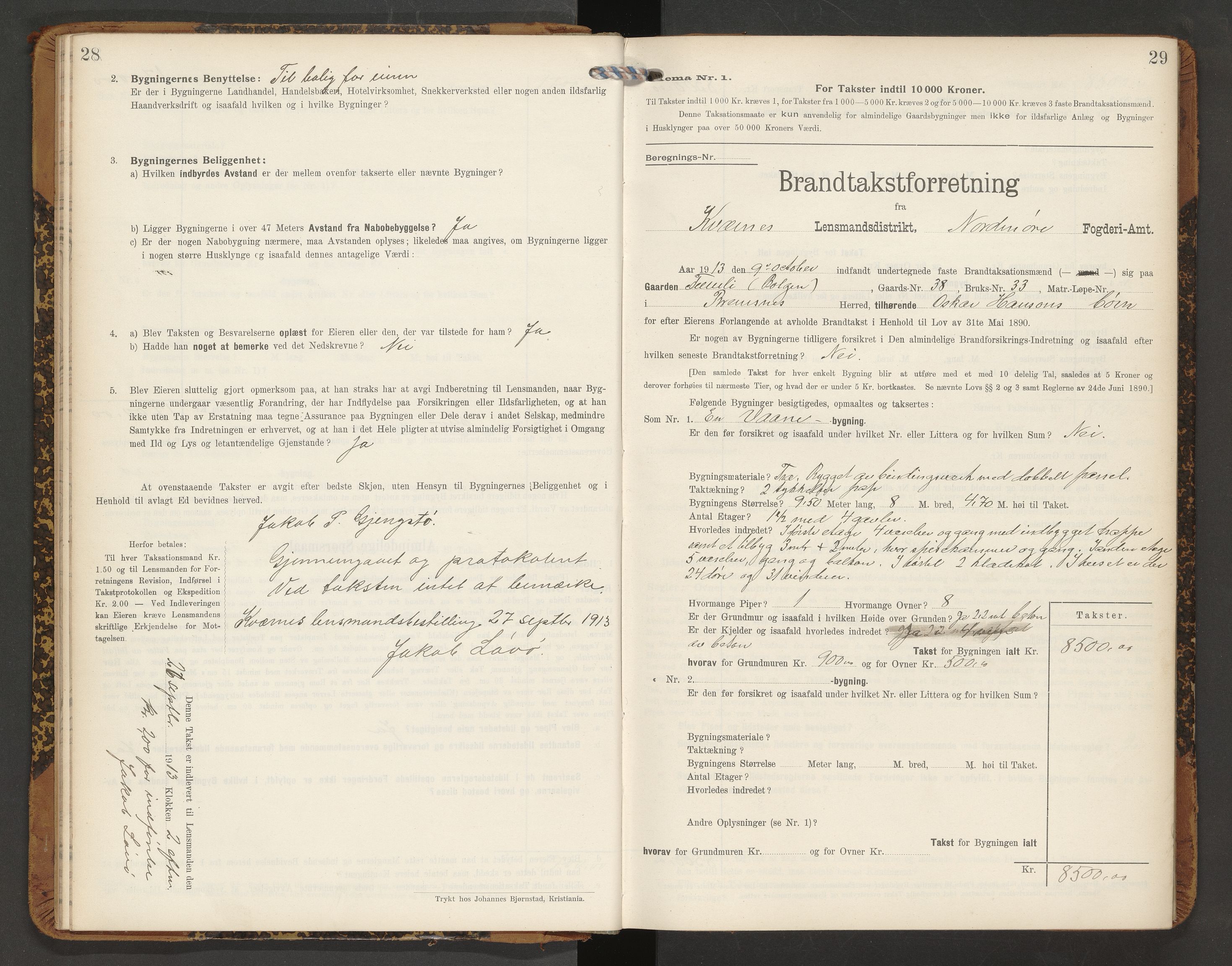 Norges Brannkasse Averøy og Frei, AV/SAT-A-5505/Fb/L0003: Branntakstprotokoll, 1910-1926, p. 28-29