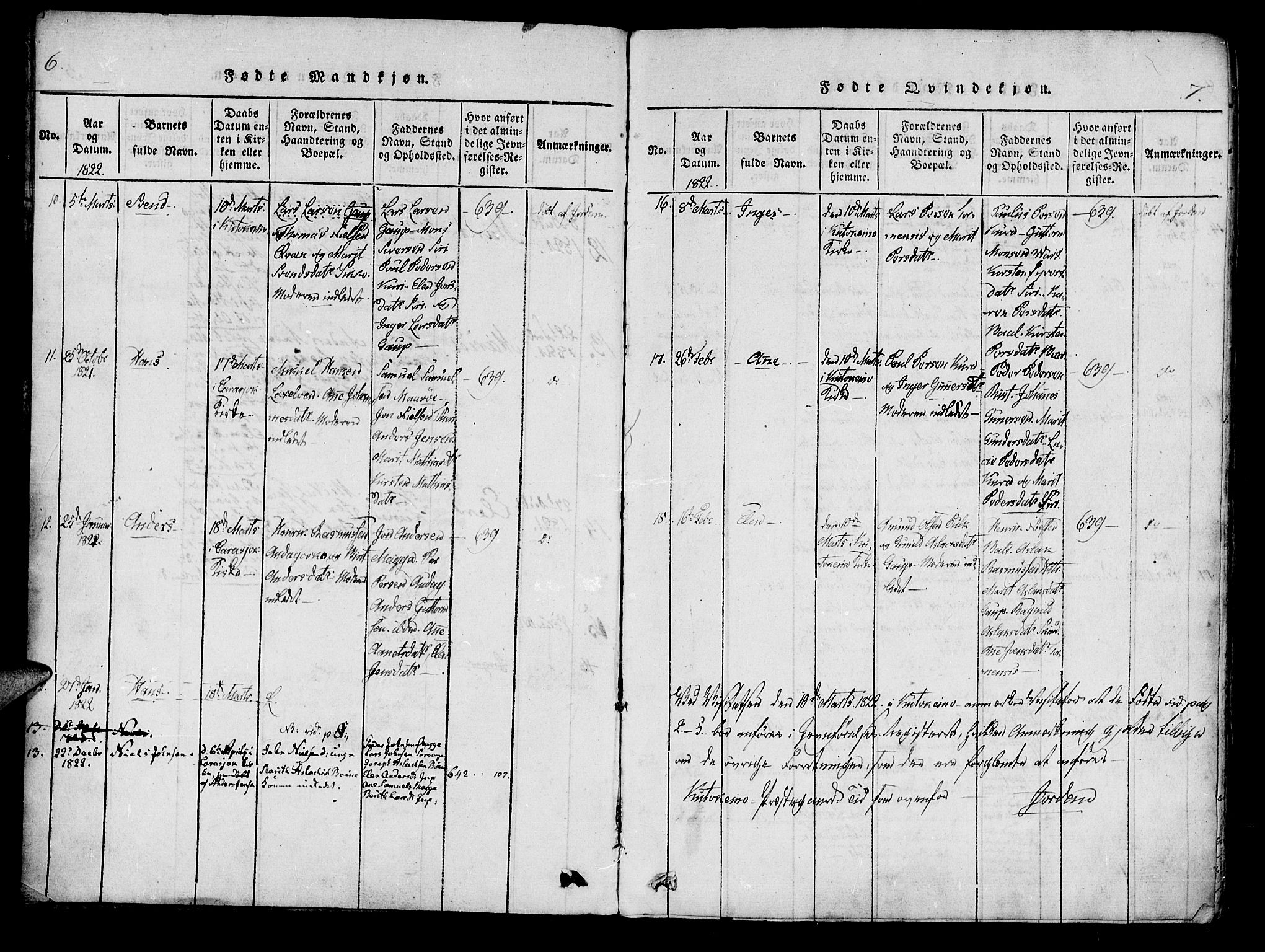 Kistrand/Porsanger sokneprestembete, SATØ/S-1351/H/Ha/L0010.kirke: Parish register (official) no. 10, 1821-1842, p. 6-7