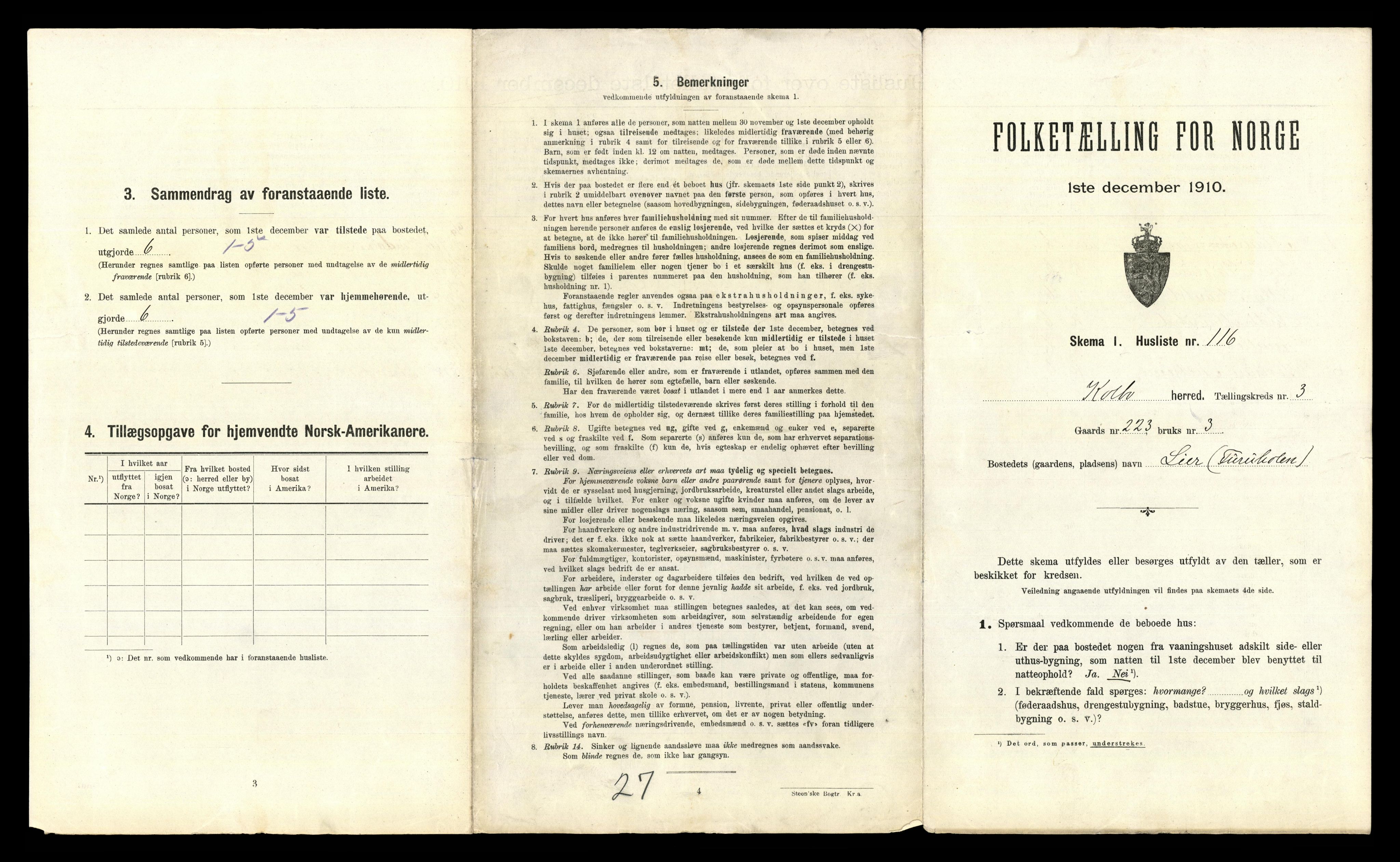 RA, 1910 census for Kolbu, 1910, p. 610