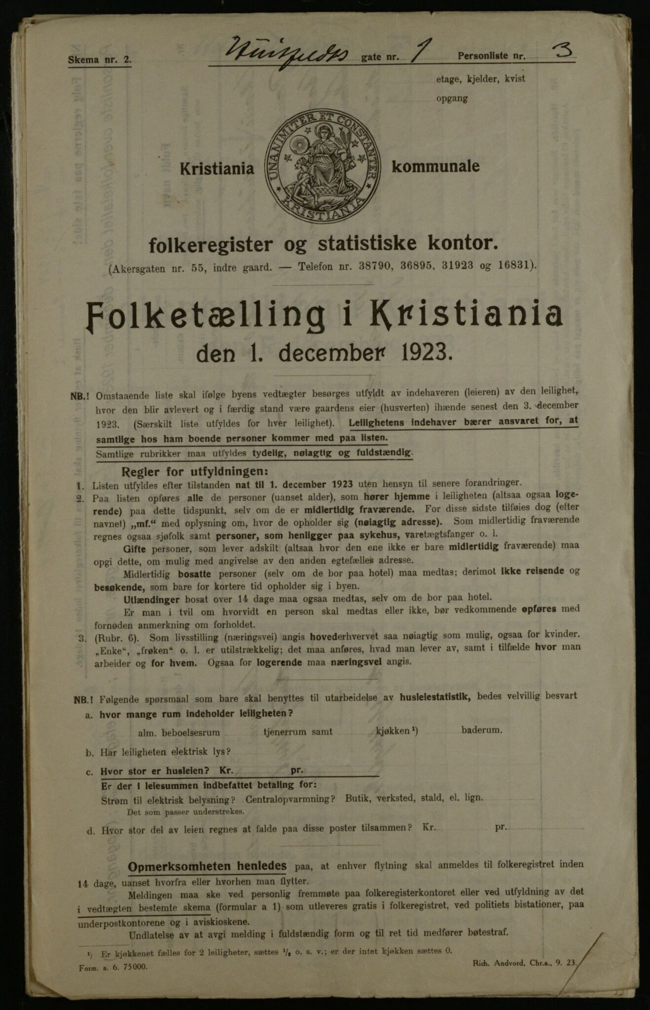 OBA, Municipal Census 1923 for Kristiania, 1923, p. 46392