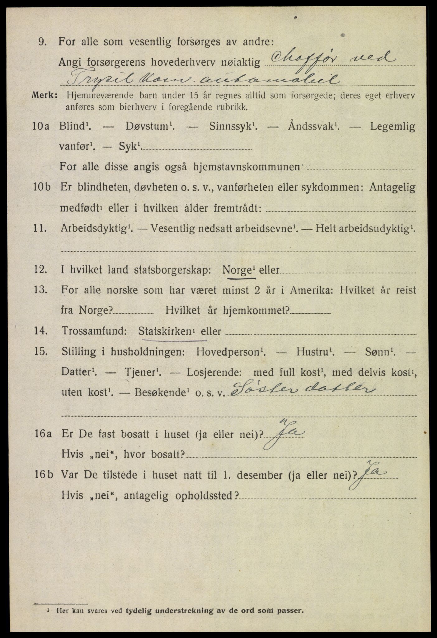 SAH, 1920 census for Trysil, 1920, p. 10648