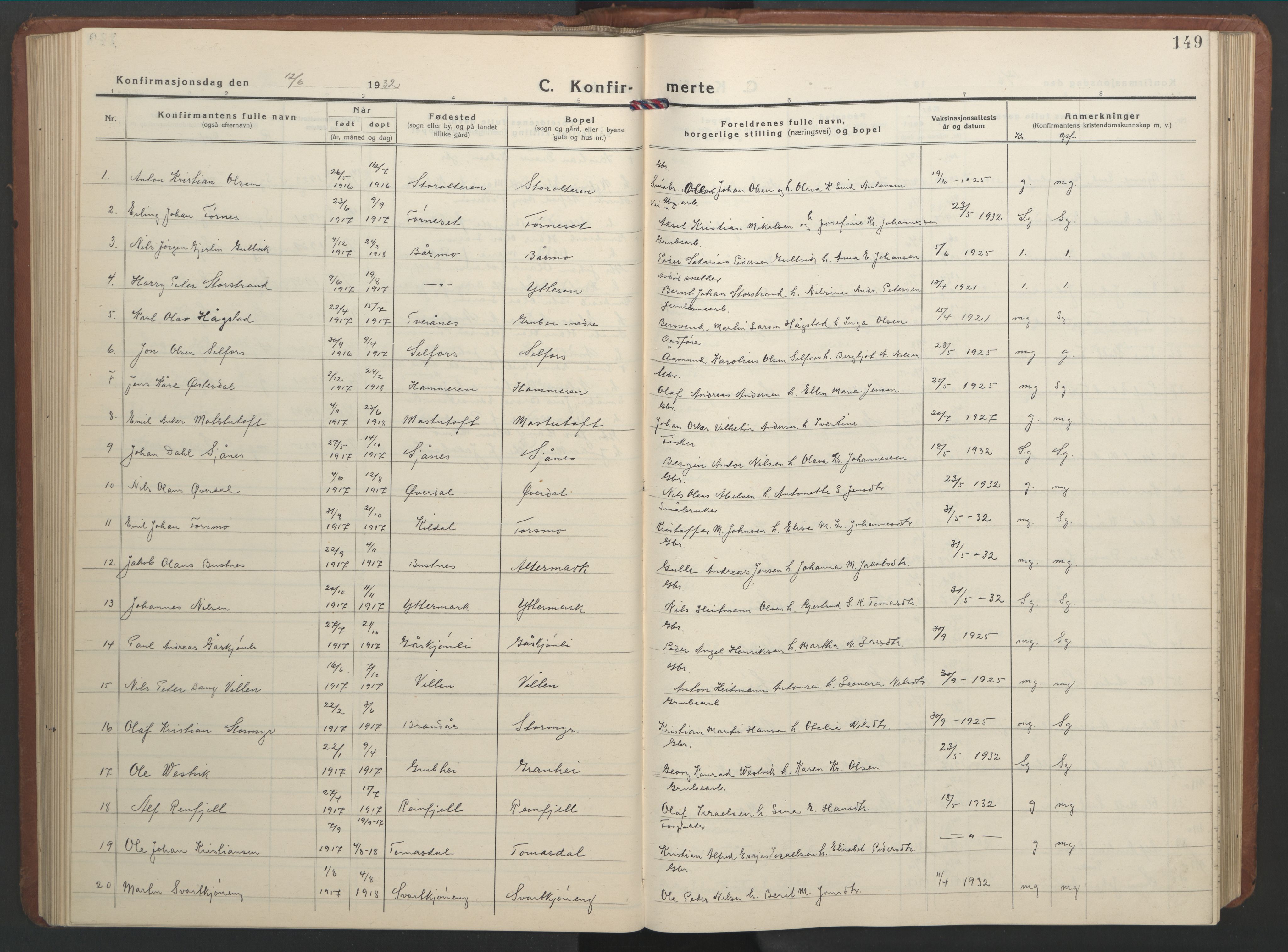 Ministerialprotokoller, klokkerbøker og fødselsregistre - Nordland, SAT/A-1459/827/L0425: Parish register (copy) no. 827C14, 1931-1946, p. 149