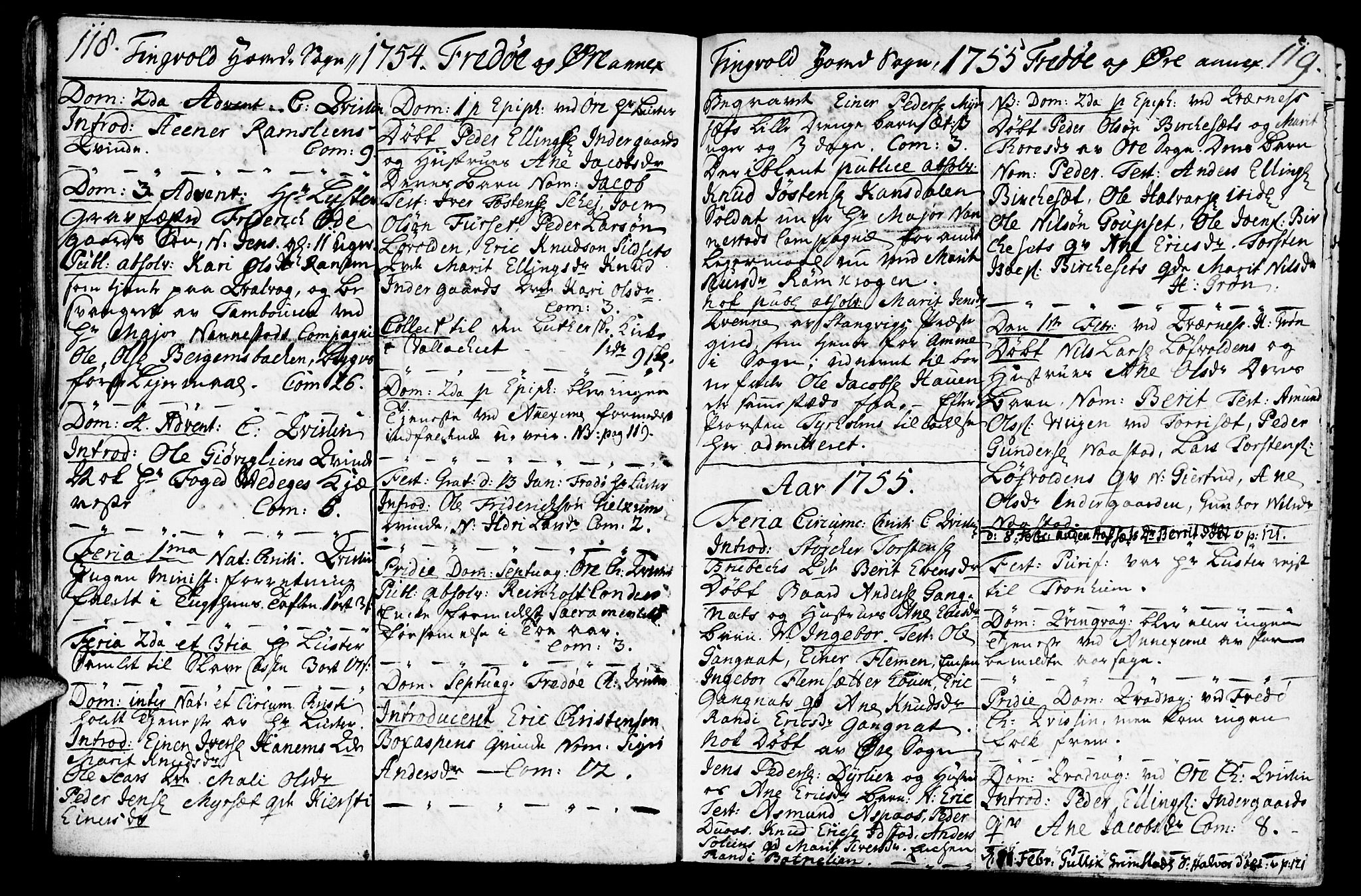 Ministerialprotokoller, klokkerbøker og fødselsregistre - Møre og Romsdal, SAT/A-1454/586/L0979: Parish register (official) no. 586A05, 1751-1776, p. 118-119