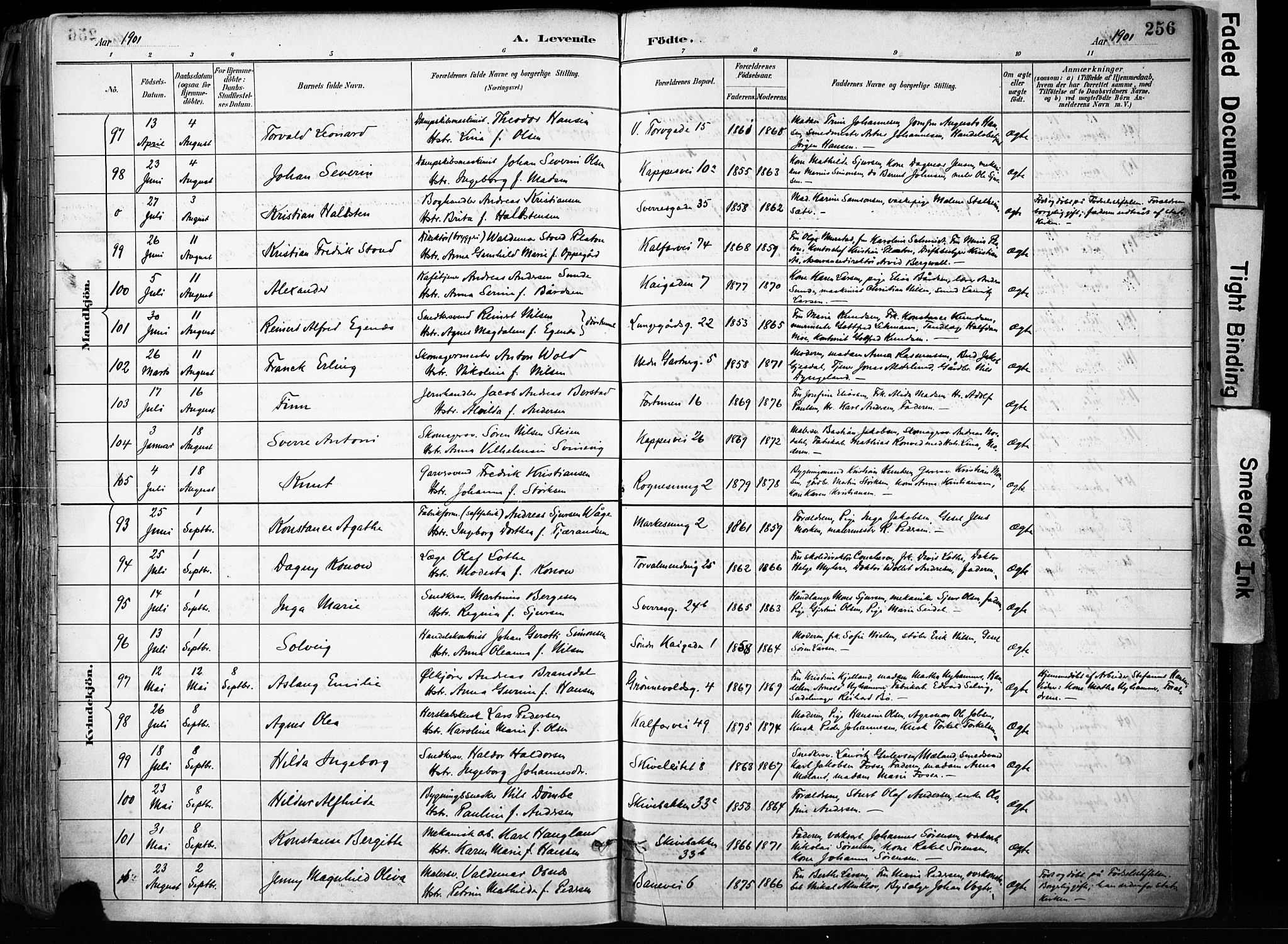 Domkirken sokneprestembete, SAB/A-74801/H/Haa/L0024: Parish register (official) no. B 7, 1888-1903, p. 256