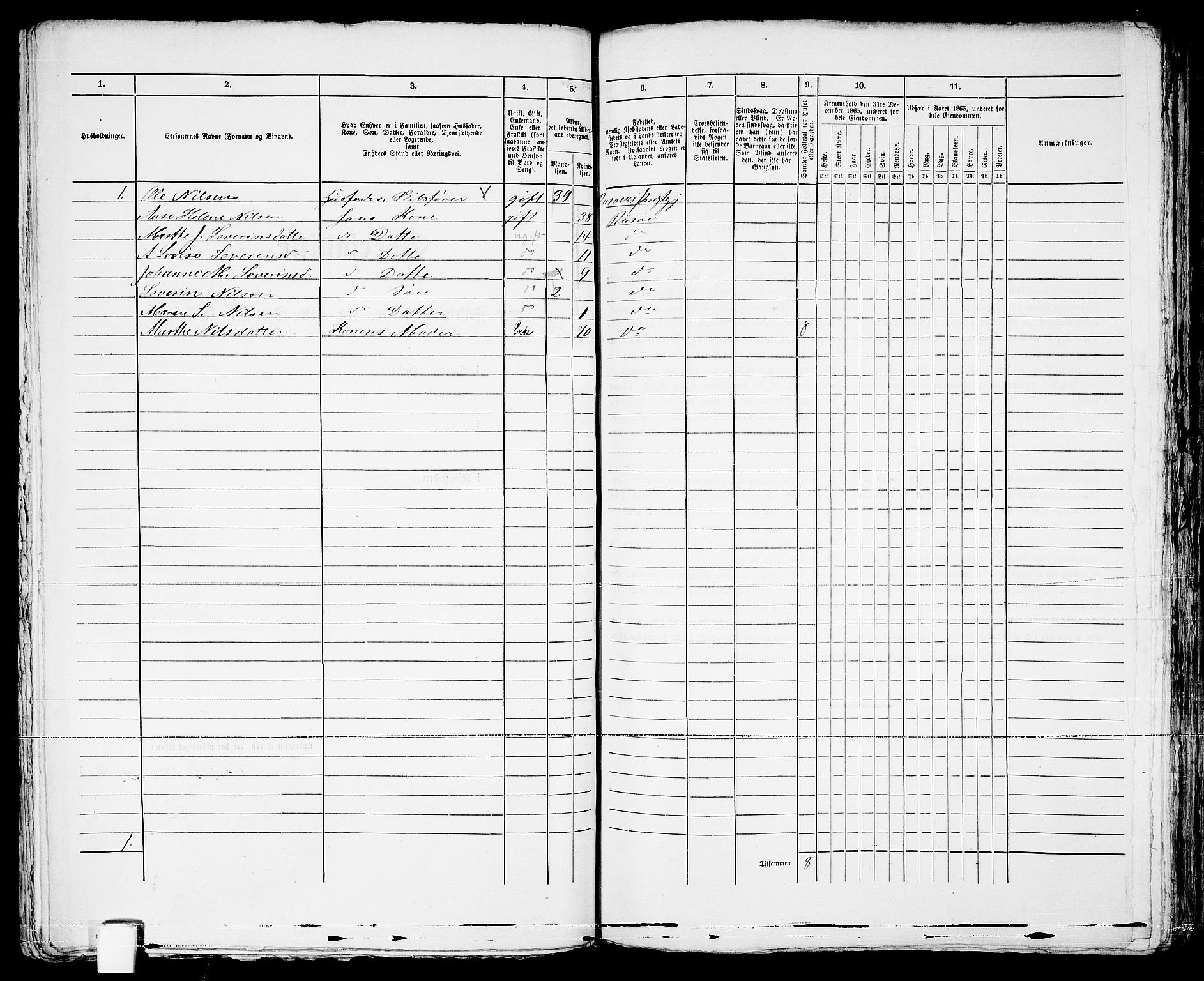 RA, 1865 census for Risør/Risør, 1865, p. 162