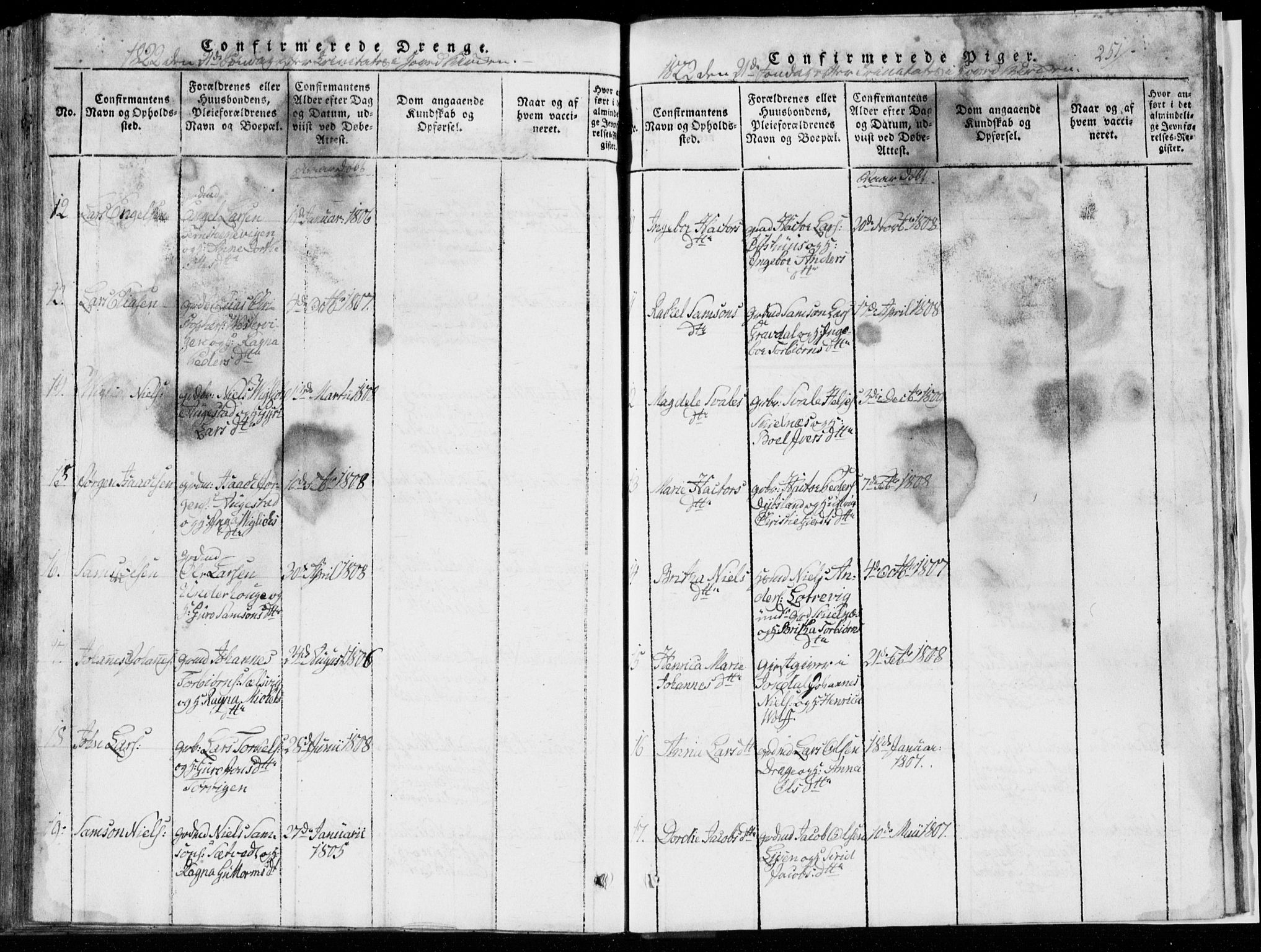 Strandebarm sokneprestembete, AV/SAB-A-78401/H/Hab: Parish register (copy) no. A  1, 1816-1826, p. 251