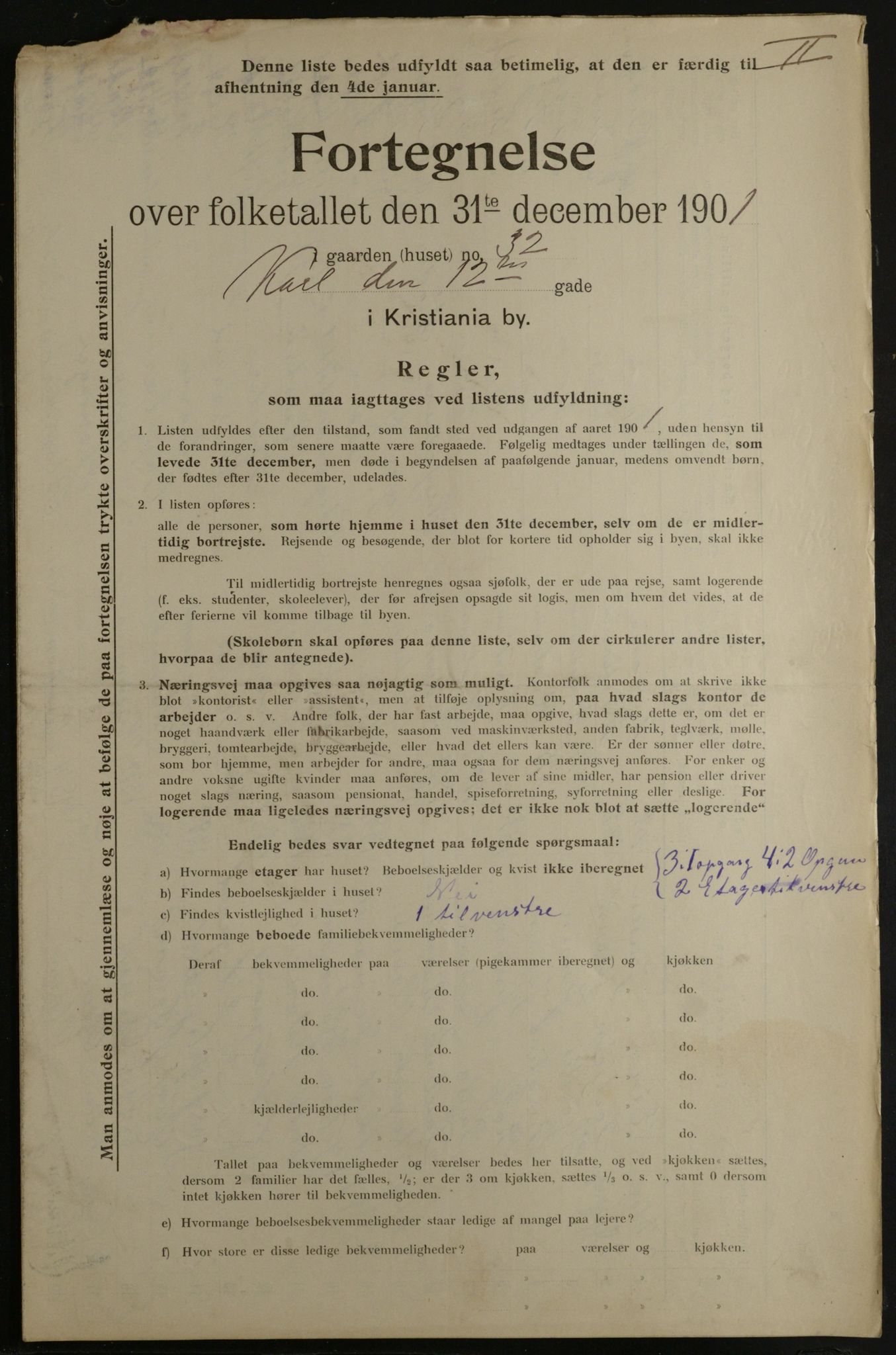 OBA, Municipal Census 1901 for Kristiania, 1901, p. 7581