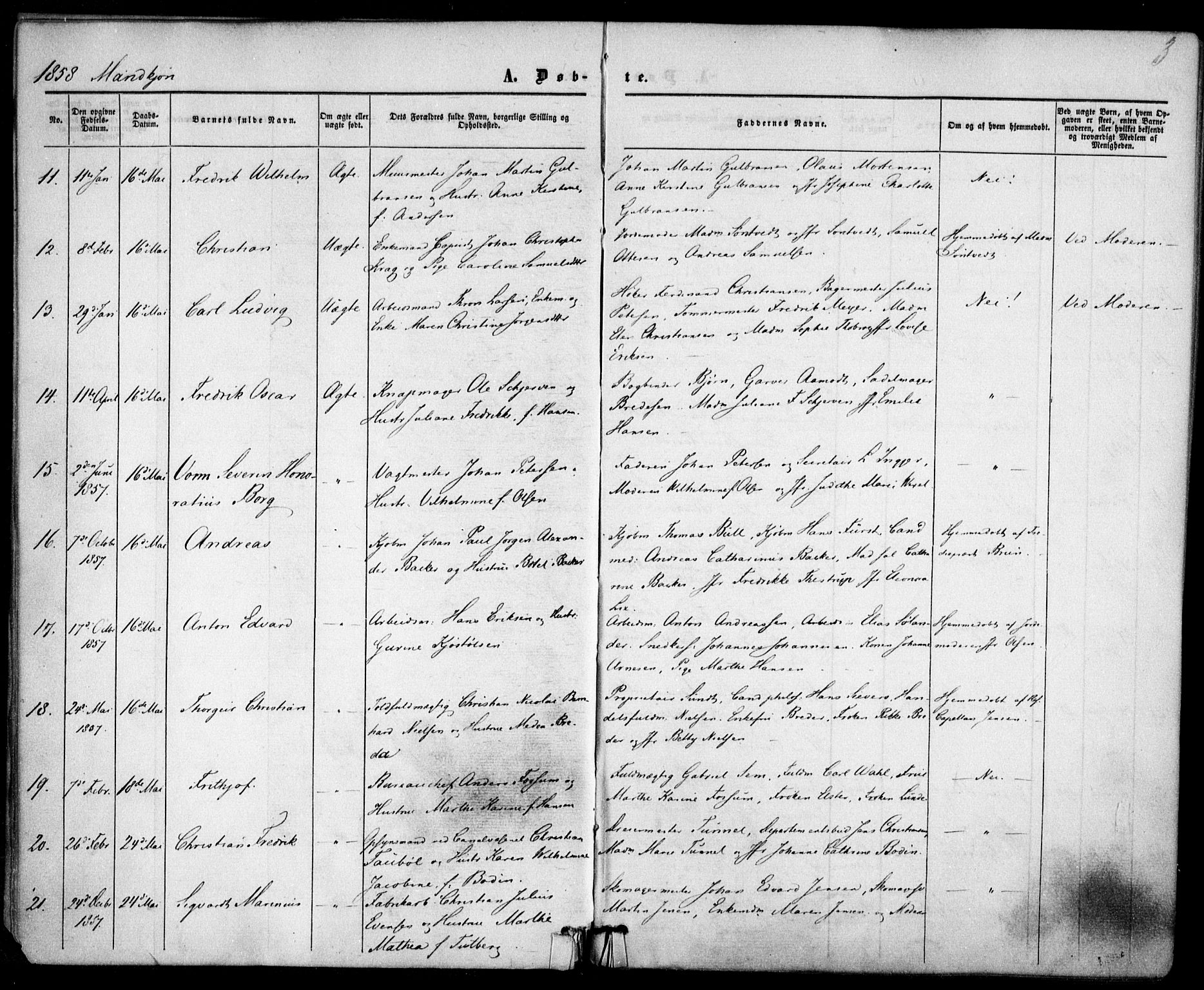 Trefoldighet prestekontor Kirkebøker, SAO/A-10882/F/Fa/L0001: Parish register (official) no. I 1, 1858-1863, p. 3
