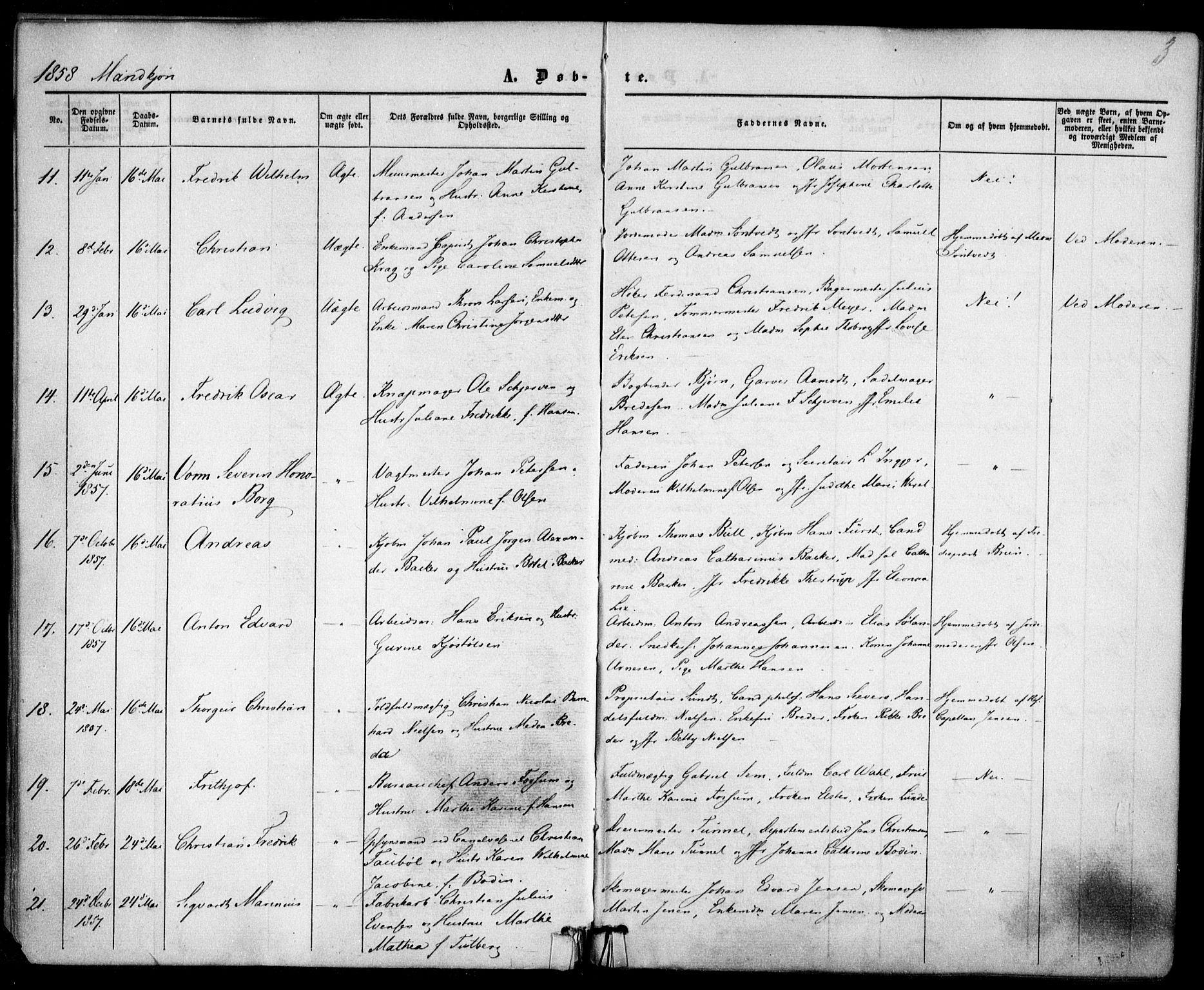 Trefoldighet prestekontor Kirkebøker, AV/SAO-A-10882/F/Fa/L0001: Parish register (official) no. I 1, 1858-1863, p. 3