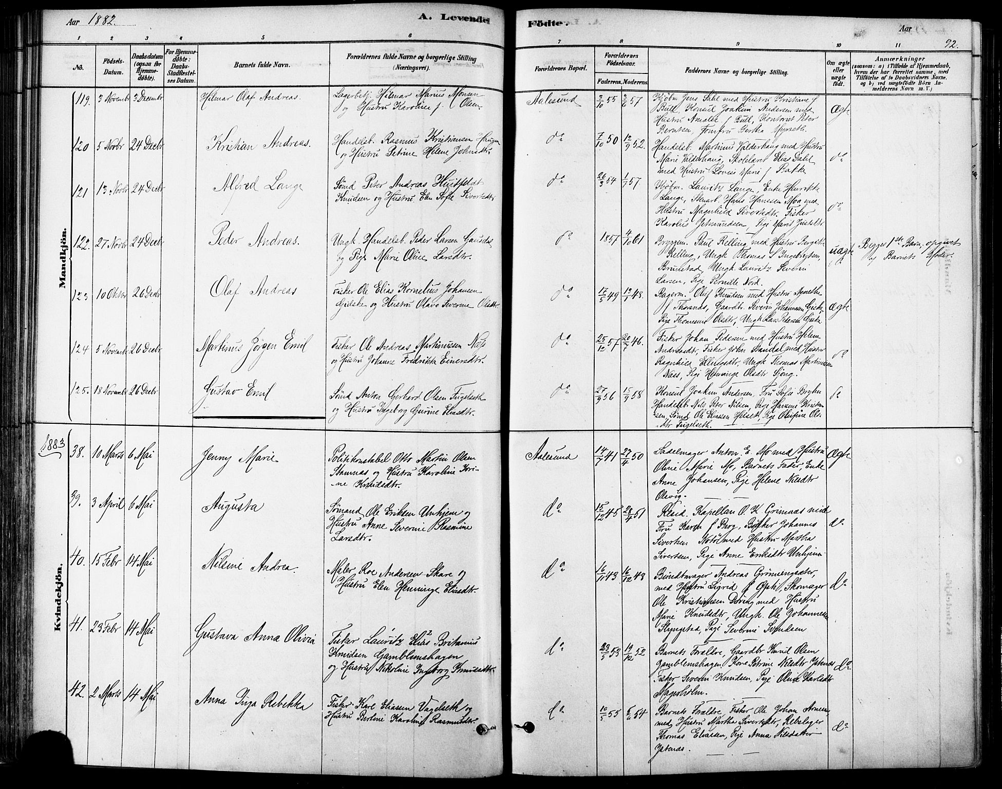 Ministerialprotokoller, klokkerbøker og fødselsregistre - Møre og Romsdal, SAT/A-1454/529/L0454: Parish register (official) no. 529A04, 1878-1885, p. 92