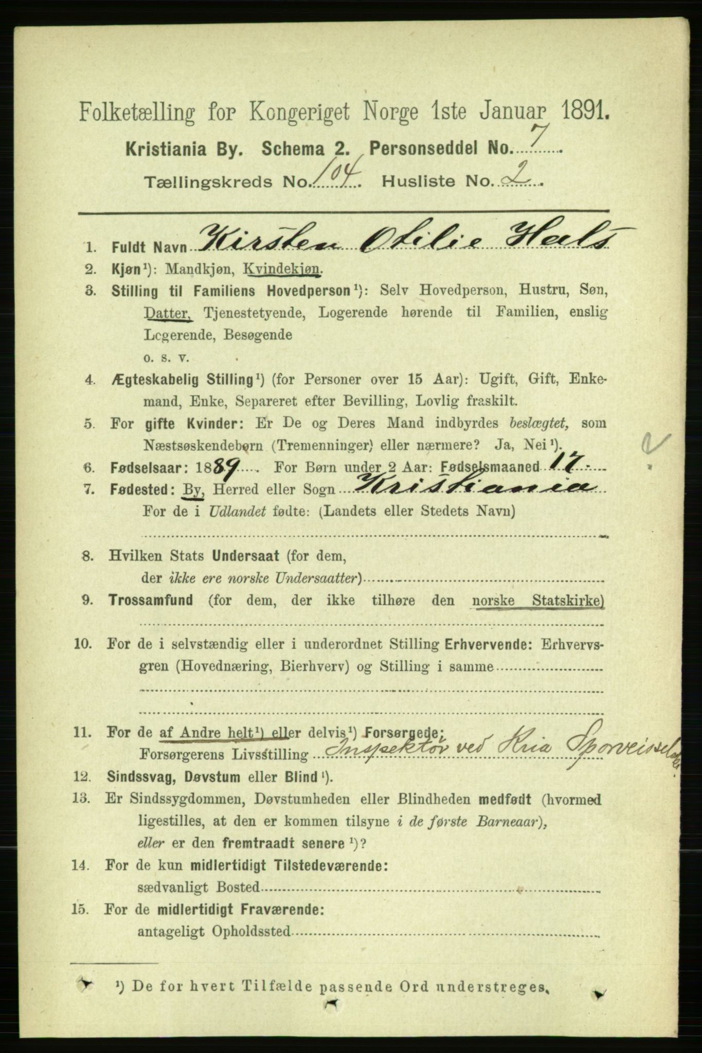 RA, 1891 census for 0301 Kristiania, 1891, p. 52288