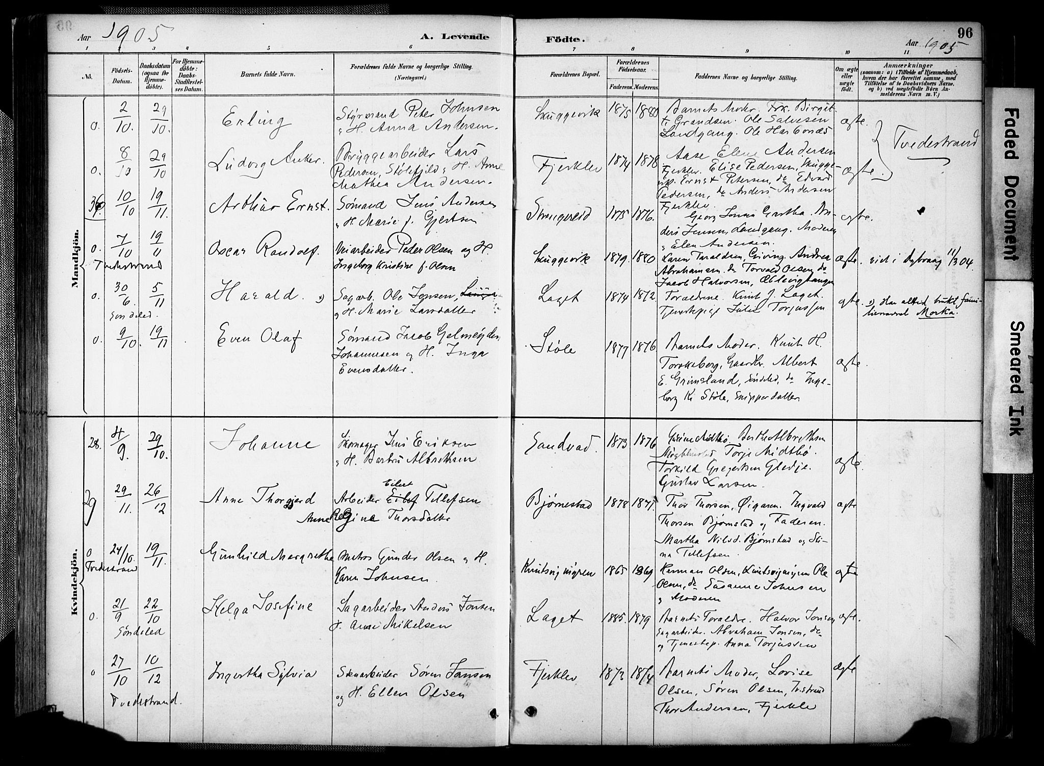 Holt sokneprestkontor, AV/SAK-1111-0021/F/Fa/L0012: Parish register (official) no. A 12, 1885-1907, p. 96