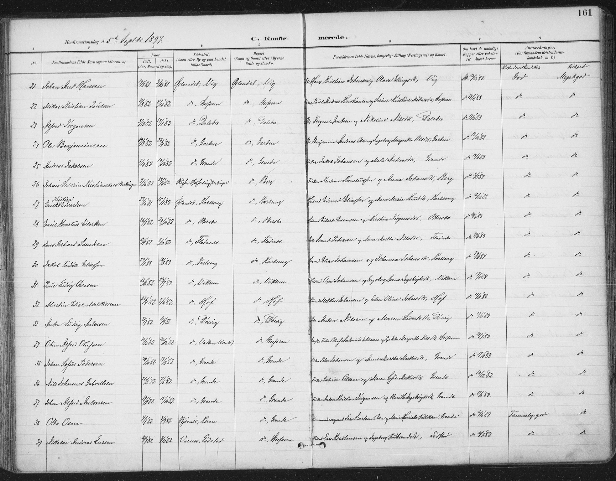 Ministerialprotokoller, klokkerbøker og fødselsregistre - Sør-Trøndelag, SAT/A-1456/659/L0743: Parish register (official) no. 659A13, 1893-1910, p. 161