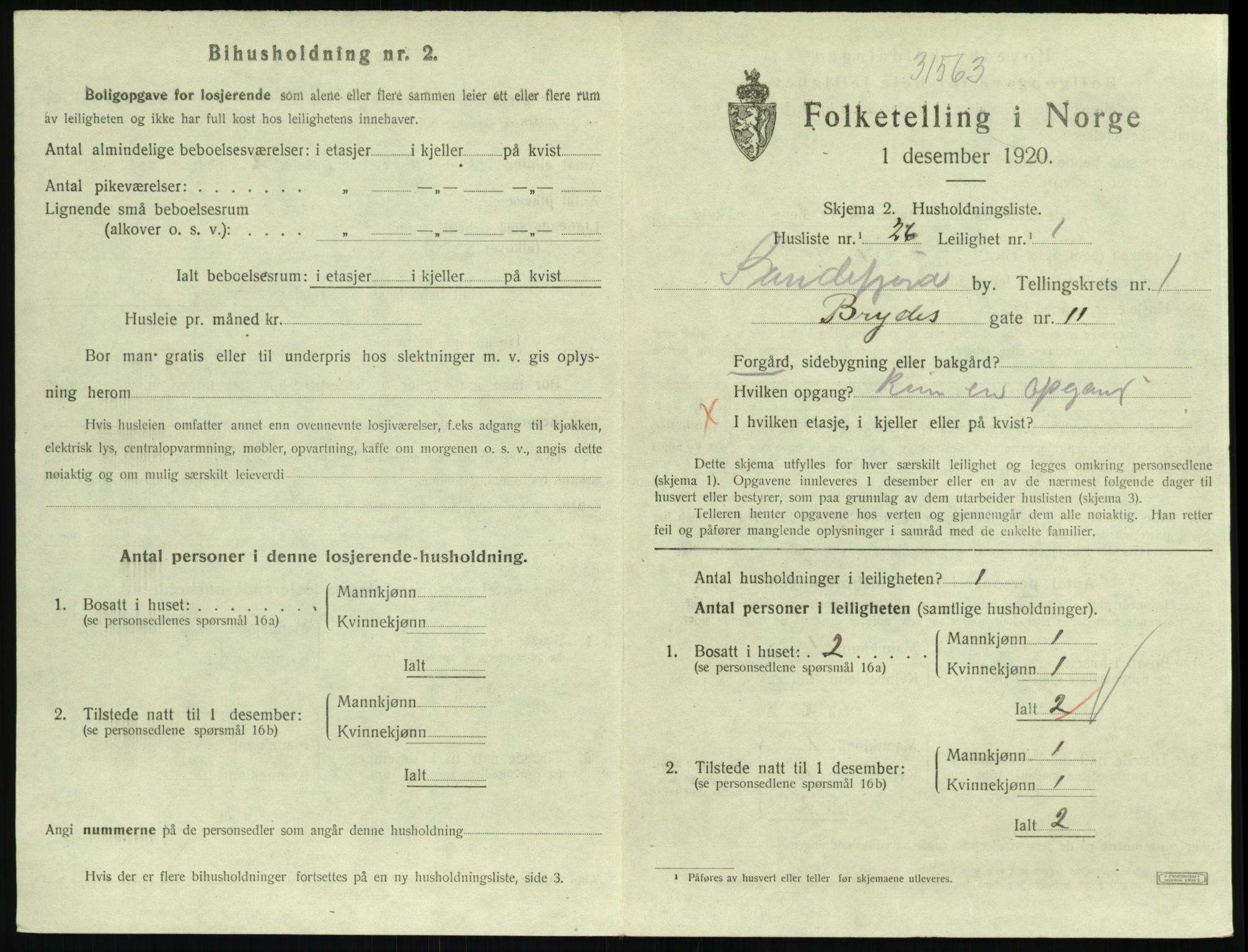 SAKO, 1920 census for Sandefjord, 1920, p. 1368