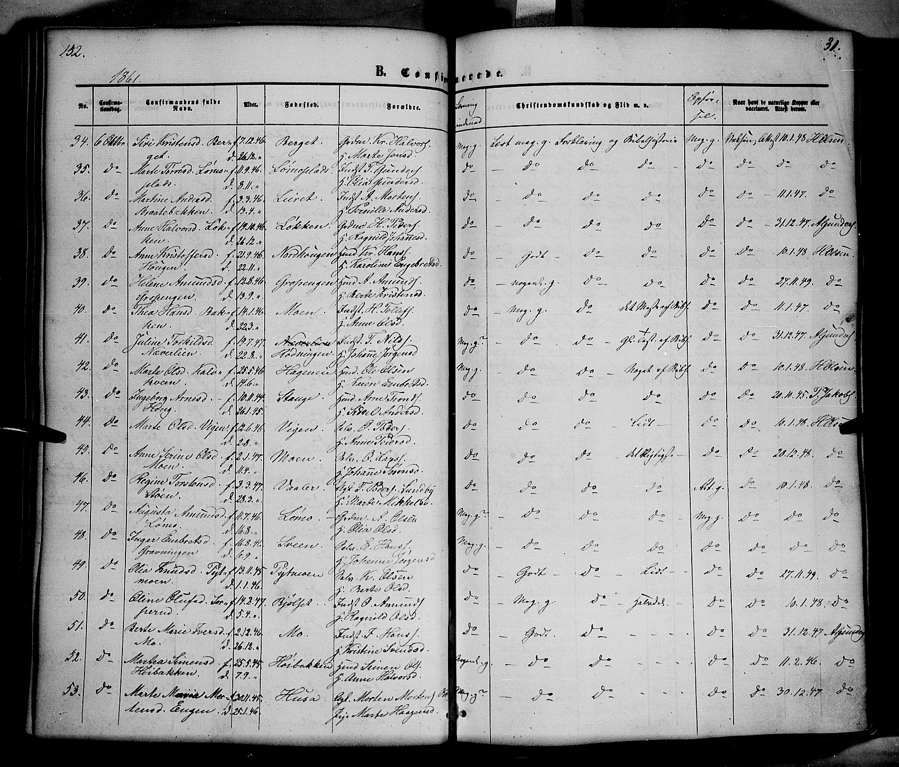 Elverum prestekontor, AV/SAH-PREST-044/H/Ha/Haa/L0010: Parish register (official) no. 10, 1857-1868, p. 152