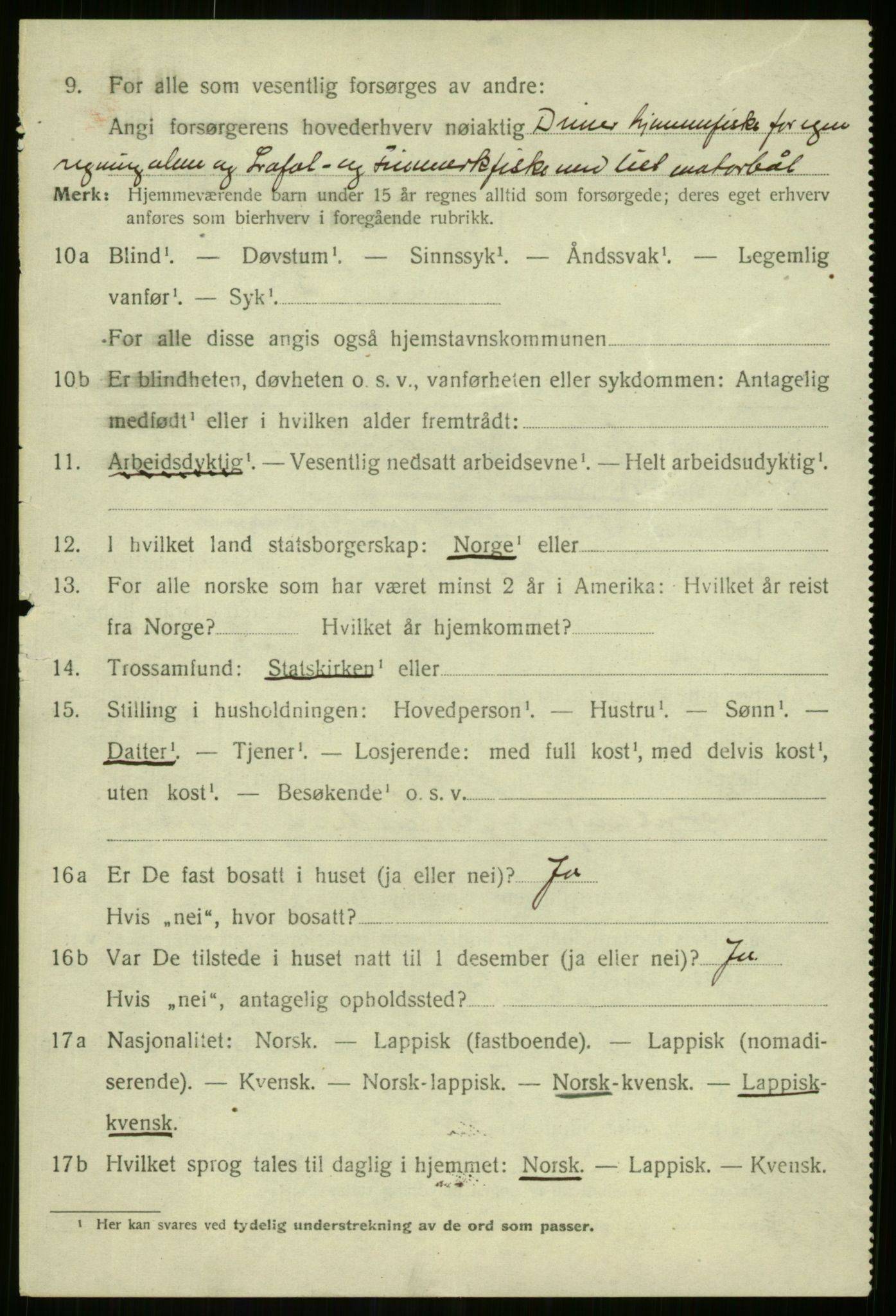 SATØ, 1920 census for Lyngen, 1920, p. 1905