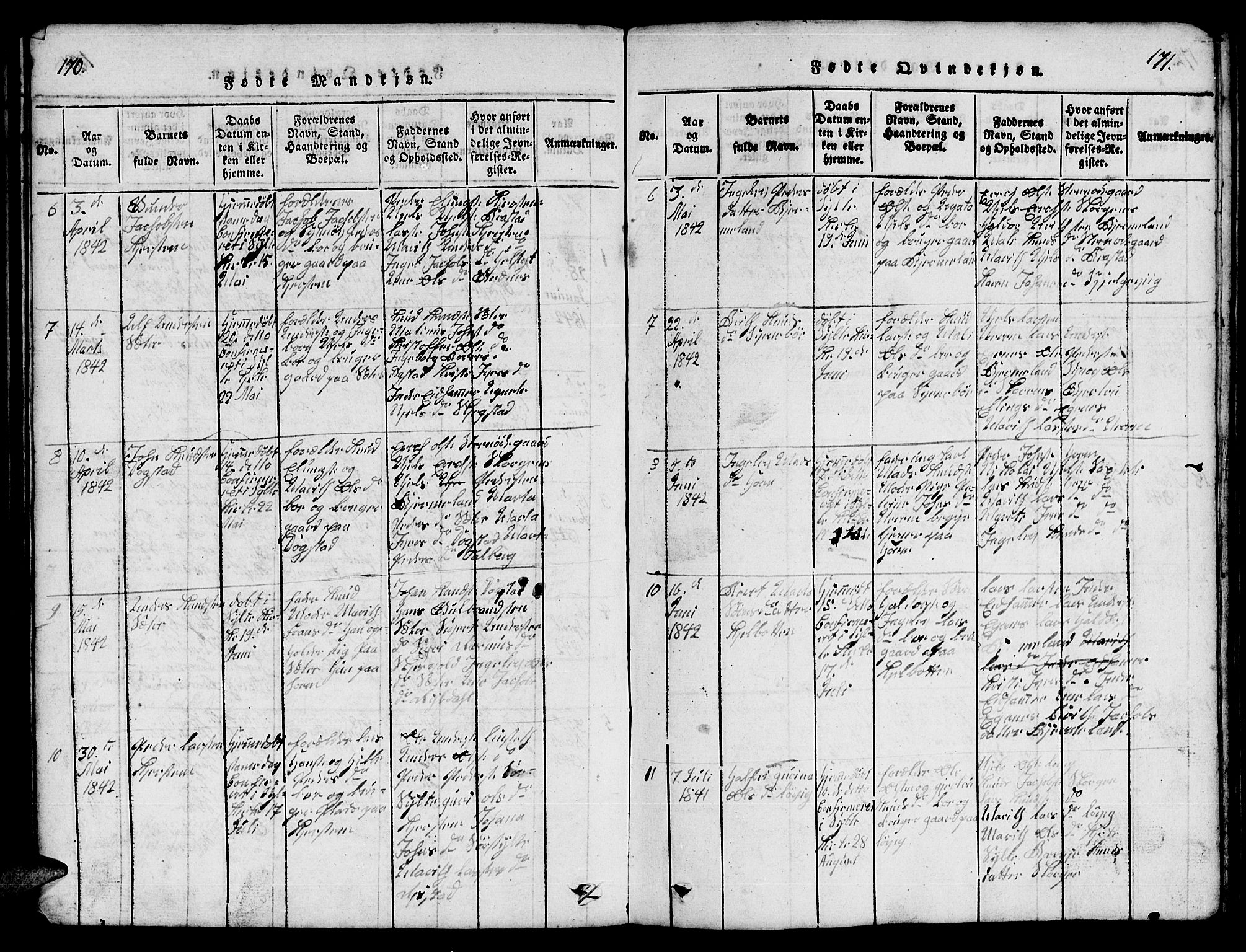 Ministerialprotokoller, klokkerbøker og fødselsregistre - Møre og Romsdal, SAT/A-1454/541/L0546: Parish register (copy) no. 541C01, 1818-1856, p. 170-171