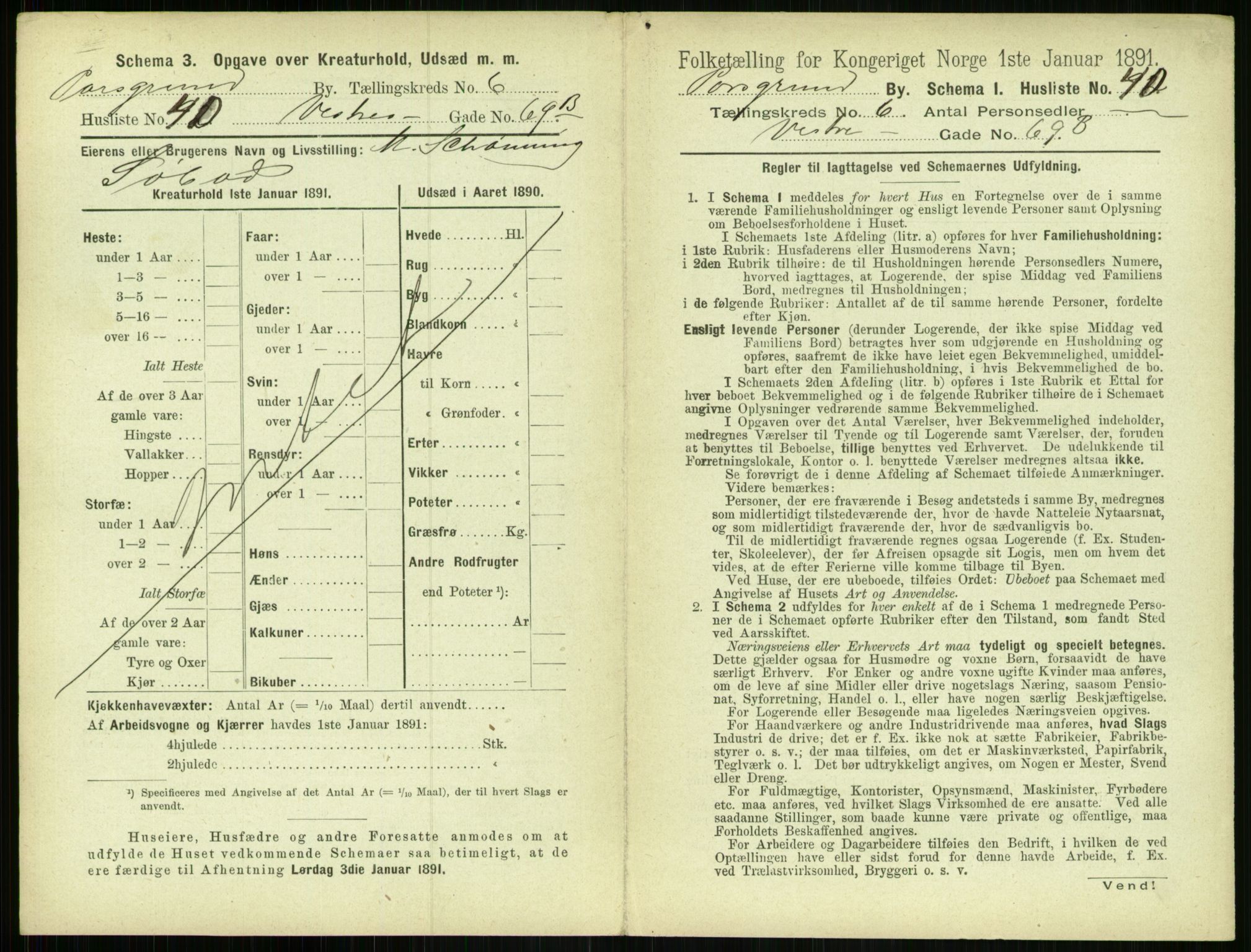 RA, 1891 census for 0805 Porsgrunn, 1891, p. 1263